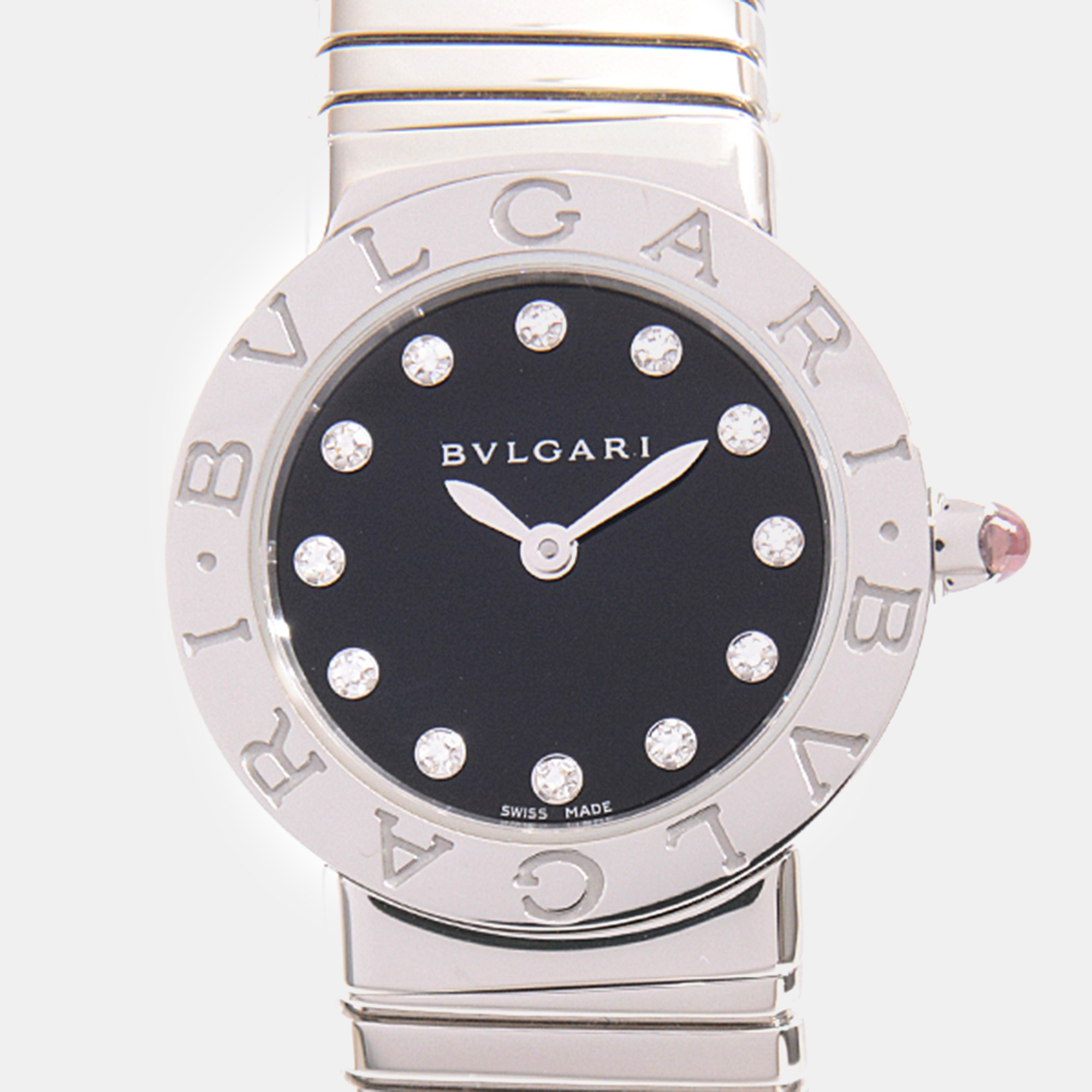 

Bvlgari Black Stainless Steel Tubogas BBL262T Quartz Women's Wristwatch 29 mm