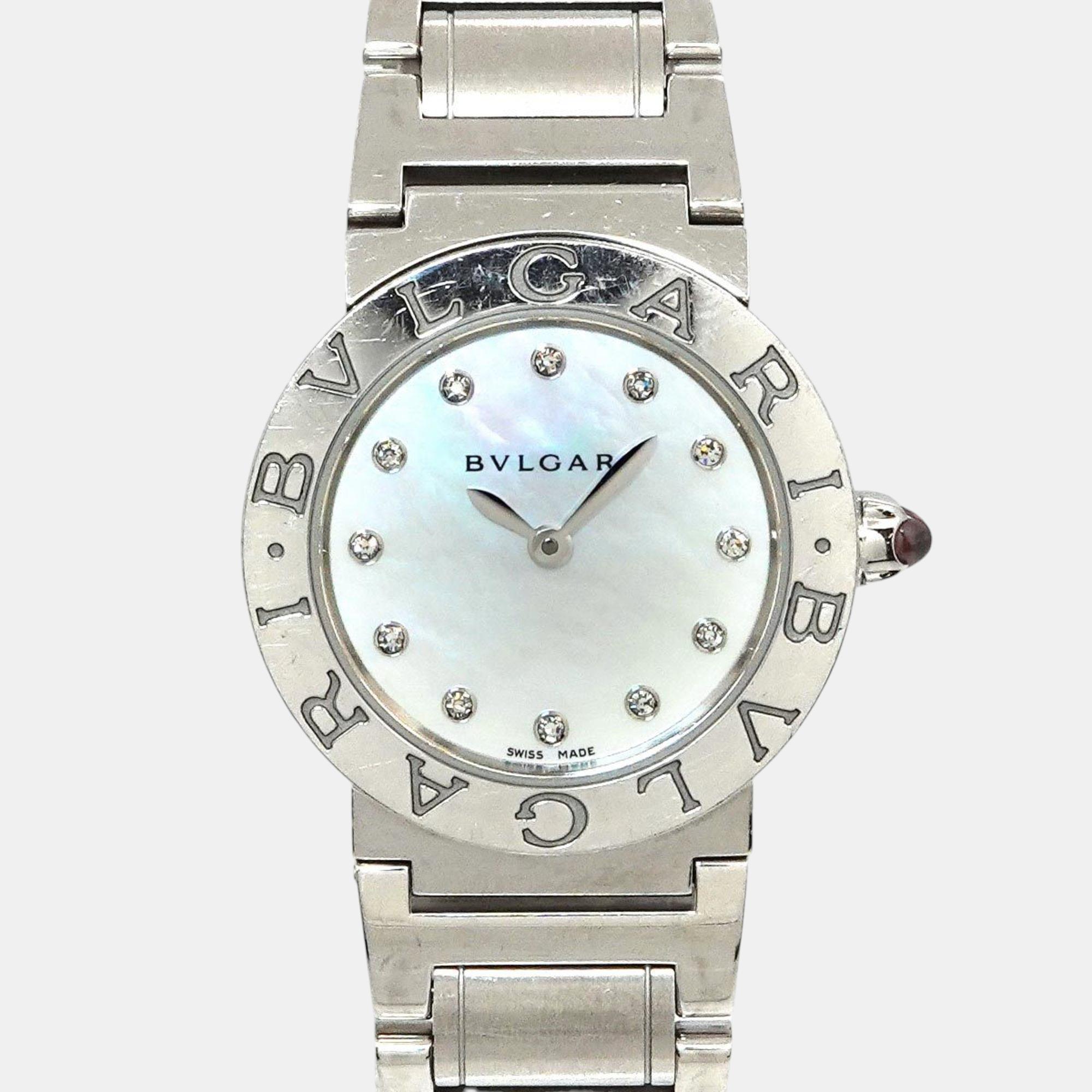 

Bvlgari White Shell Stainless Steel Bvlgari Bvlgari BBL26S Quartz Women's Wristwatch 26 mm