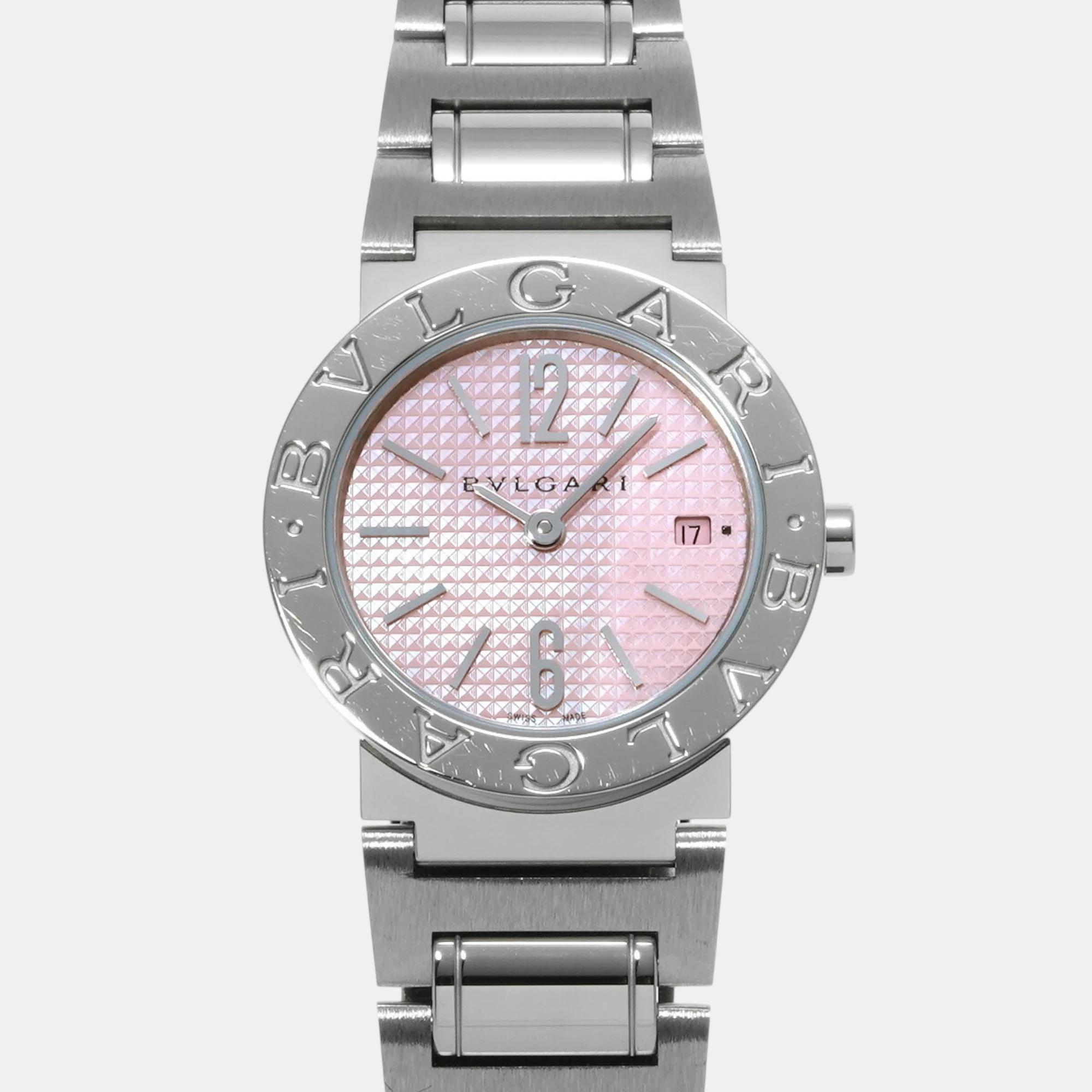 

Bvlgari Pink Shell Stainless Steel Bvlgari Bvlgari BBL26S Quartz Women's Wristwatch 26 mm