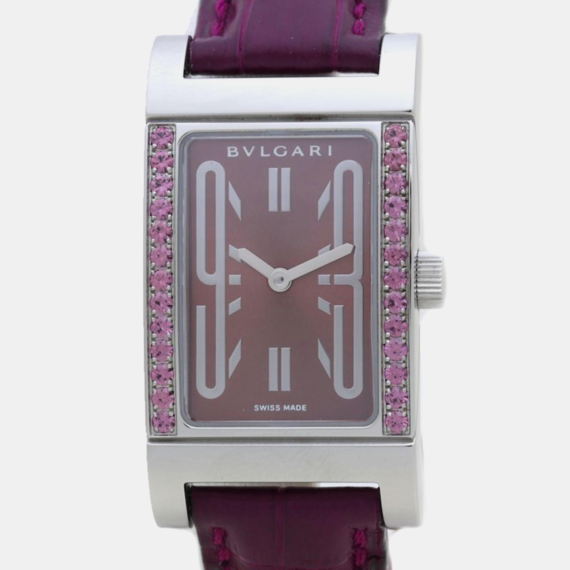 

Bvlgari Red Stainless Steel Rettangolo RT39C2SR1L Quartz Women's Wristwatch 21 mm