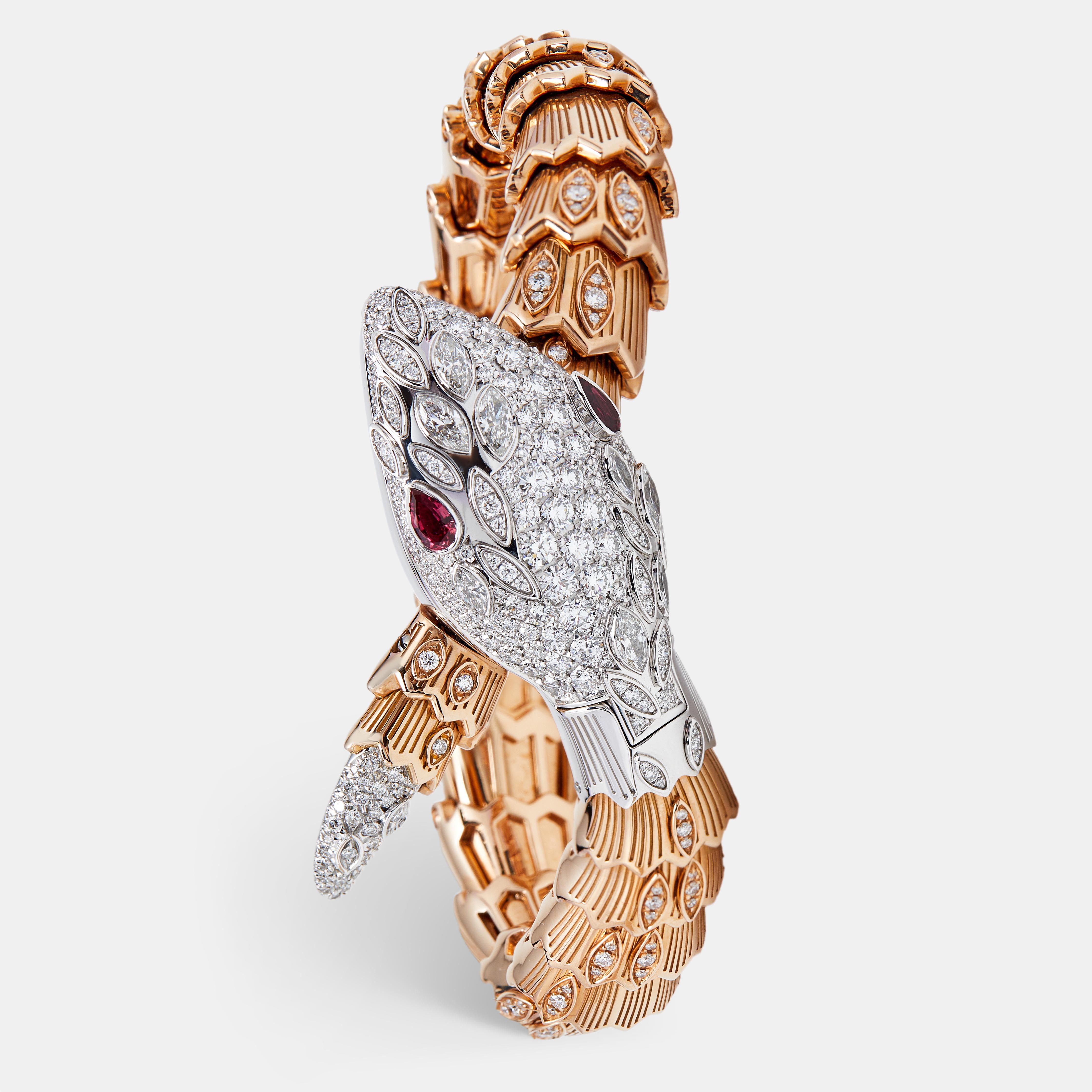 

Bvlgari Silver Dial Diamond Ruby Two-Tone, Gold