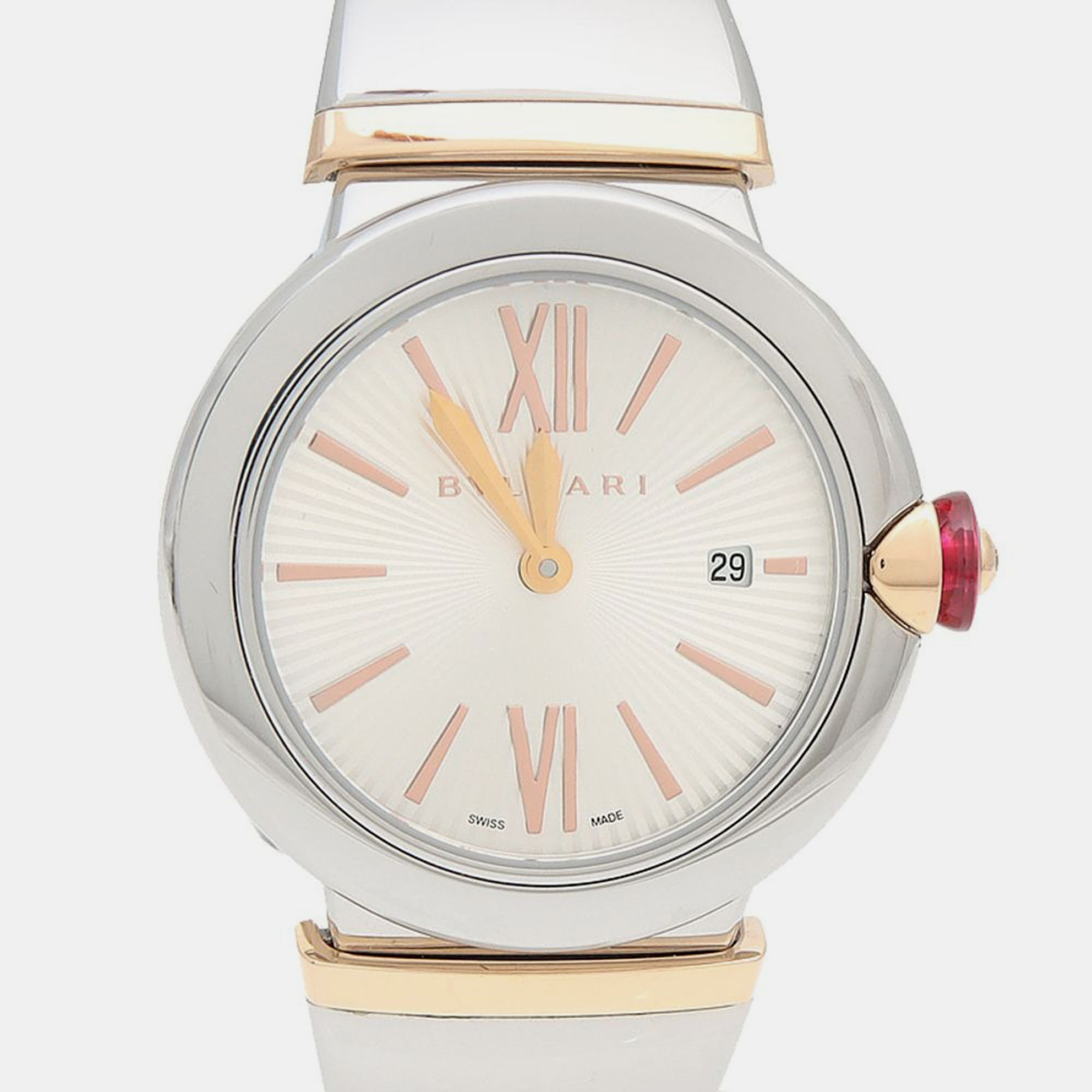 

Bvlgari Lvcea LUP28SG Quartz Rose Gold Stainless Steel Women's Wristwatch 28 mm, Cream