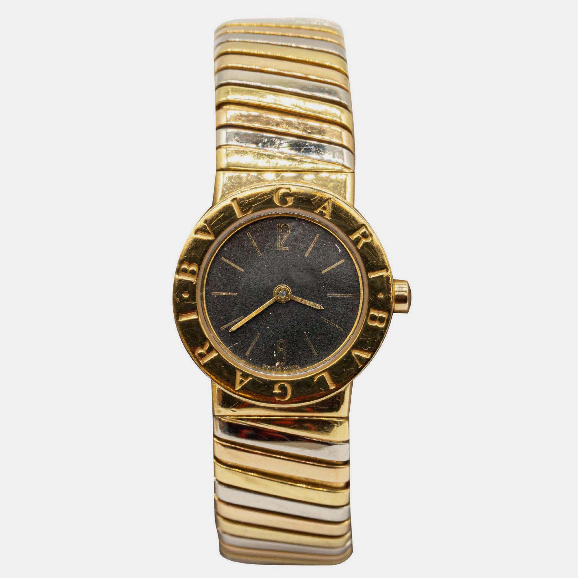 

Bvlgari Vintage Expandable Tri-Colour Tubogas BB23 2T 18K YG/RG/WG Quartz Women's Wrist watch 23 mm, Black