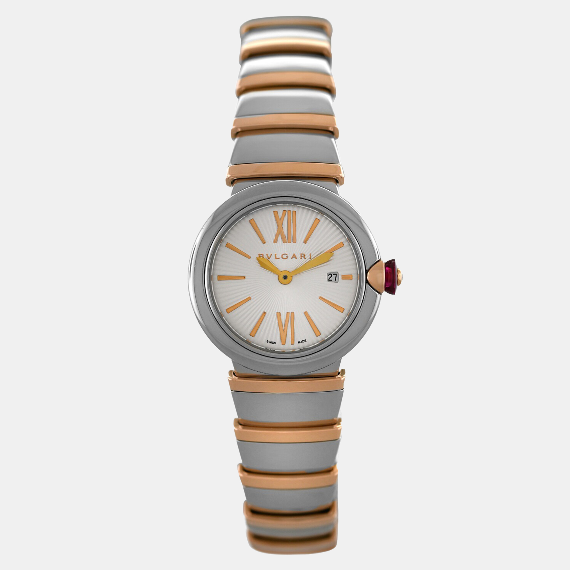 

Bvlgari Lvcea 102193 Quartz Silver 18k Rose Gold Stainless Steel Women's Wristwatch 28 mm