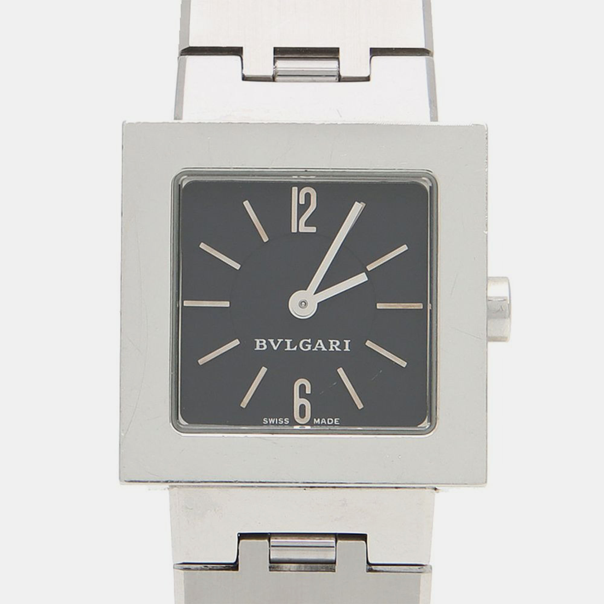 

Bvlgari Quadrato SQ22SS Quartz Stainless Steel Women's Wristwatch 22 mm, Black