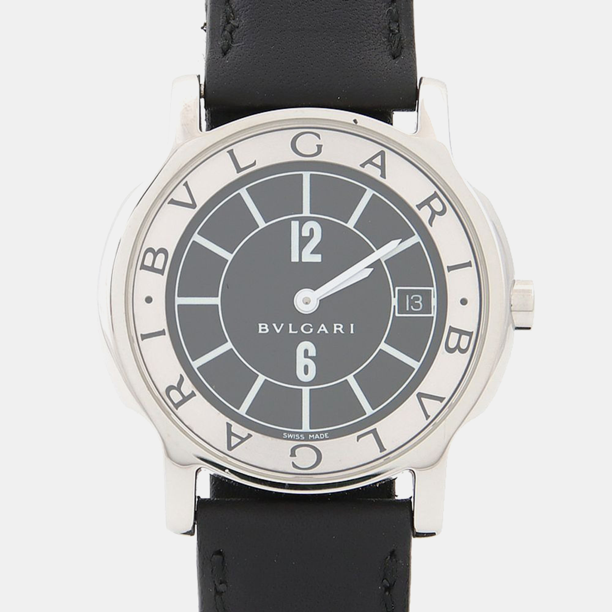 

Bvlgari Solotempo ST35S Quartz Black Stainless Steel Women's Wristwatch 35 mm