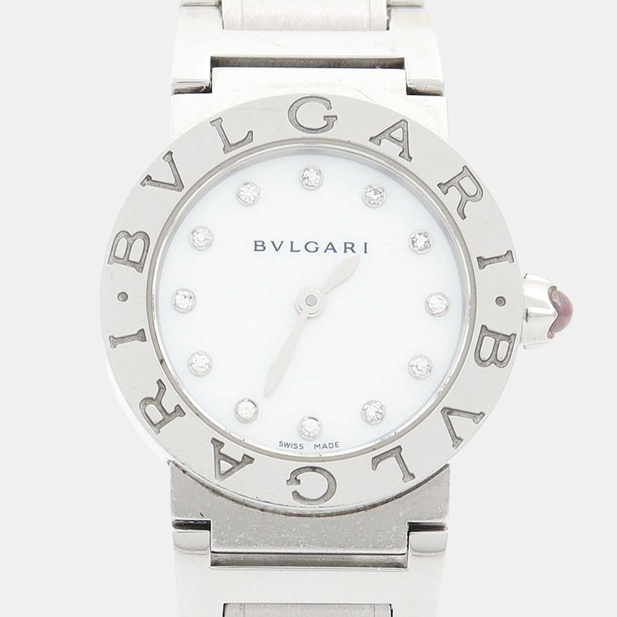 

Bvlgari BB Diamond BBL26S Quartz Stainless Steel Womens Wristwatch 26 mm, White