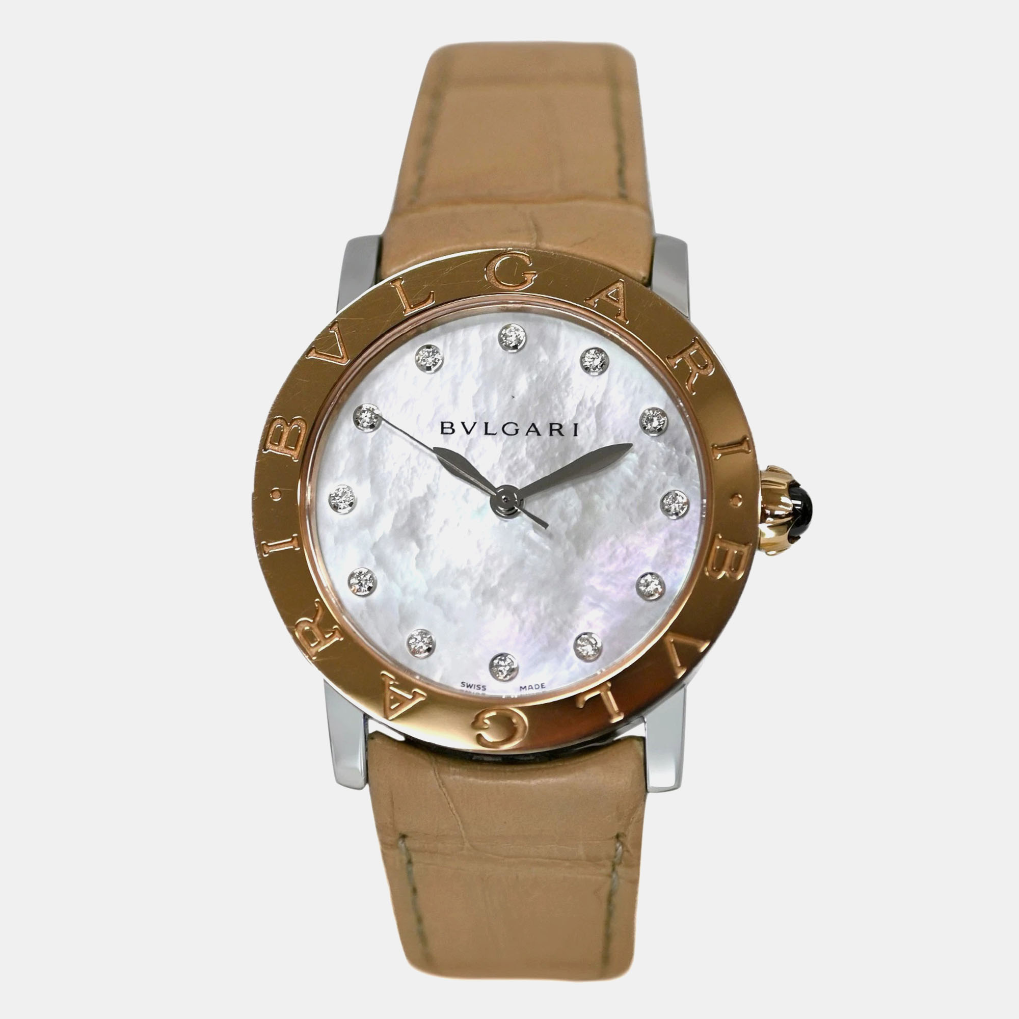 

Bvlgari BvlgariBvlgari BBLP33SG Automatic White diamonds steel 18k Rose Gold Women's Wristwatch 33 mm