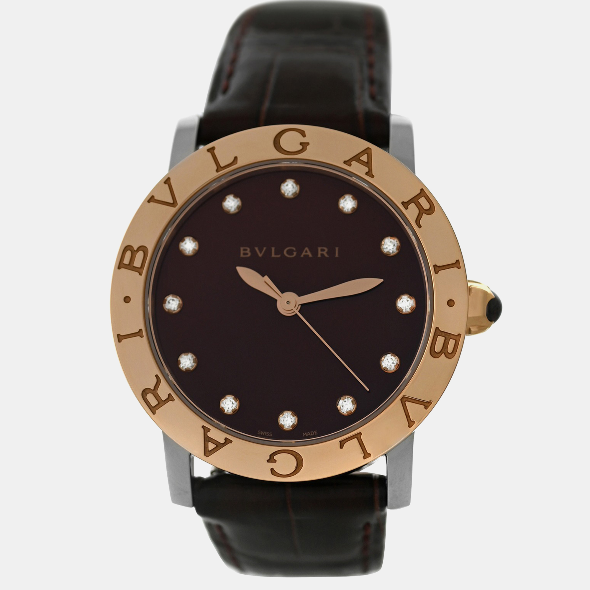 

Bvlgari BBLP33SG 102742 Automatic Diamond 18K Rose Gold Stainless Steel Women's Wristwatch 33 mm