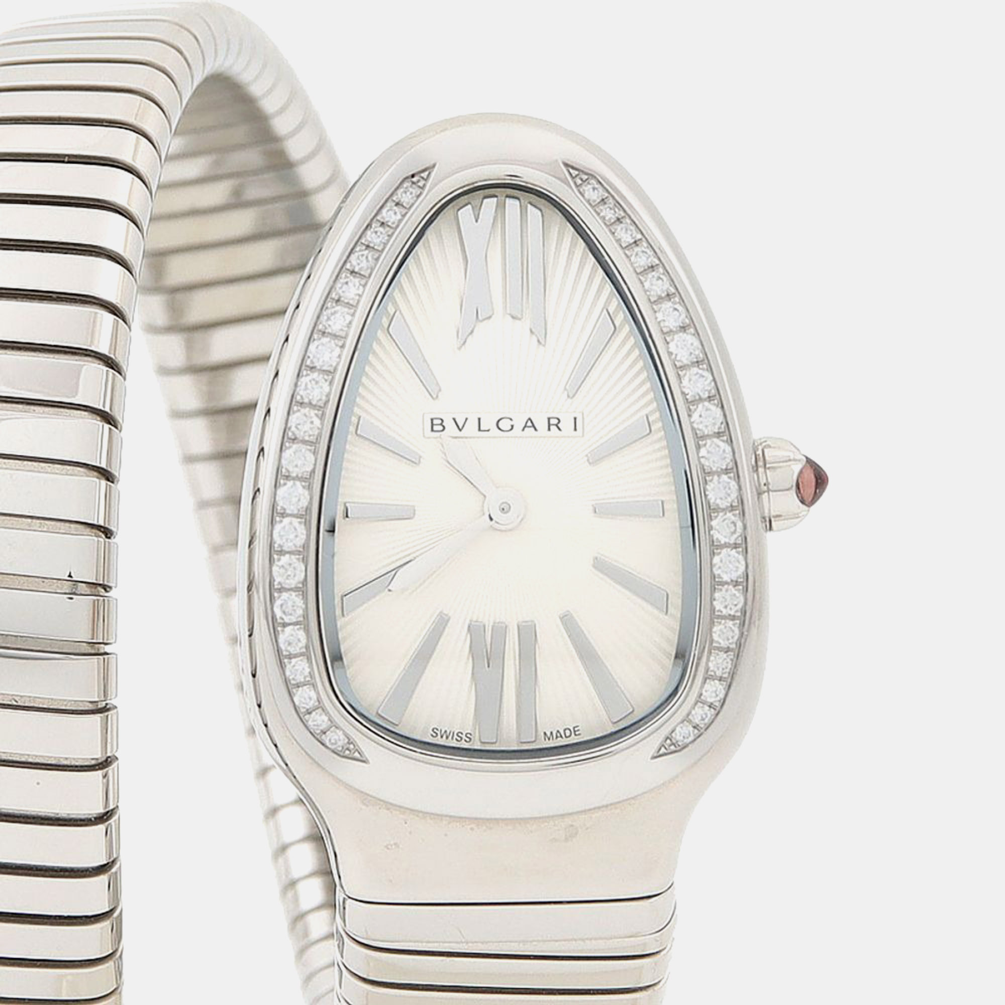 

Bvlgari Serpenti Tubogas 101816 Quartz Stainless Steel Diamond Women's Wristwatch 35 mm, Silver
