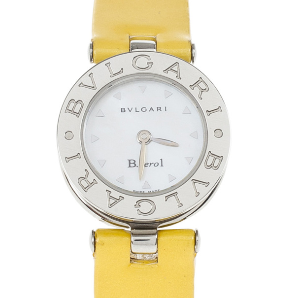 Pre Owned Bvlgari White Stainless Steel Bzero Women's Wristwatch 34MM