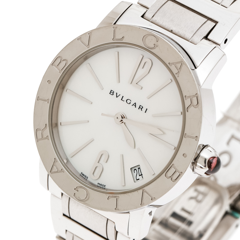 

Bvlgari White Mother of Pearl Stainless Steel BBL33S Automatic Women's Wristwatch