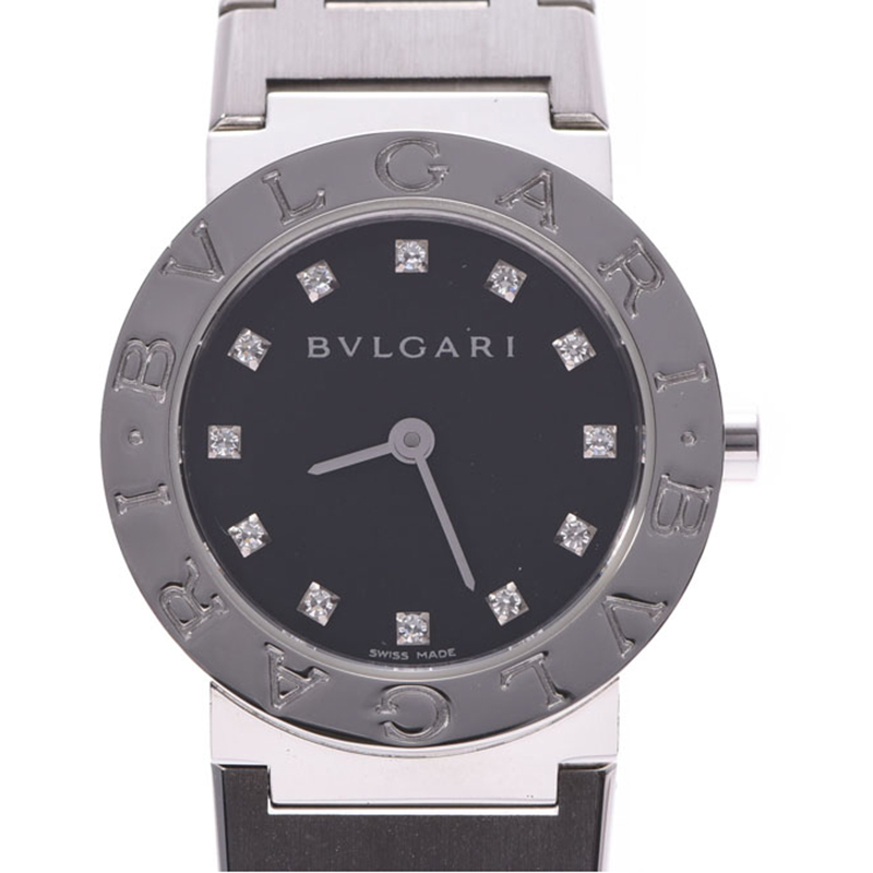 

Bvlgari Black Stainless Steel and Diamond Bvlgari-Bvlgari BB26SS Women's Wristwatch