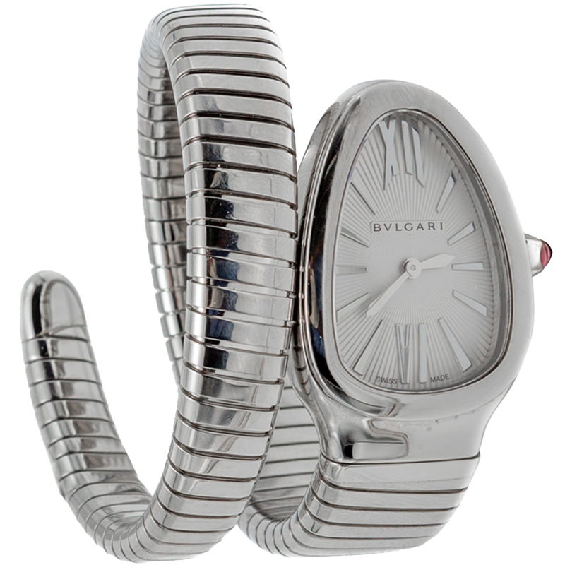 Bvlgari White Steel Serpenti Tubogas Women'S Watch 35MM 