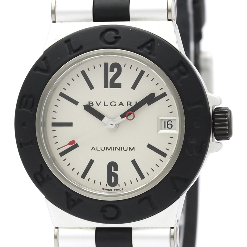 Pre Owned Bvlgari White Aluminum Rubber Quartz Al32Ta Women's Wristwatch 32 MM