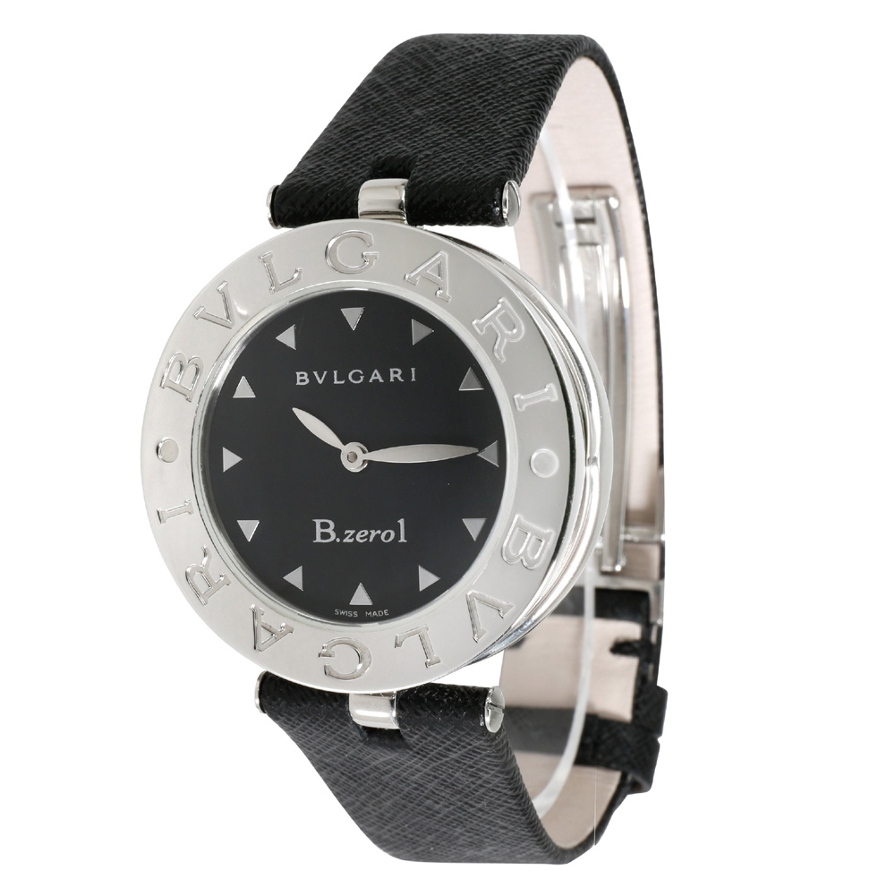 Bvlgari Black Stainless Steel and Leather B Zero 1 BZ 30S Women's Wristwatch 30MM