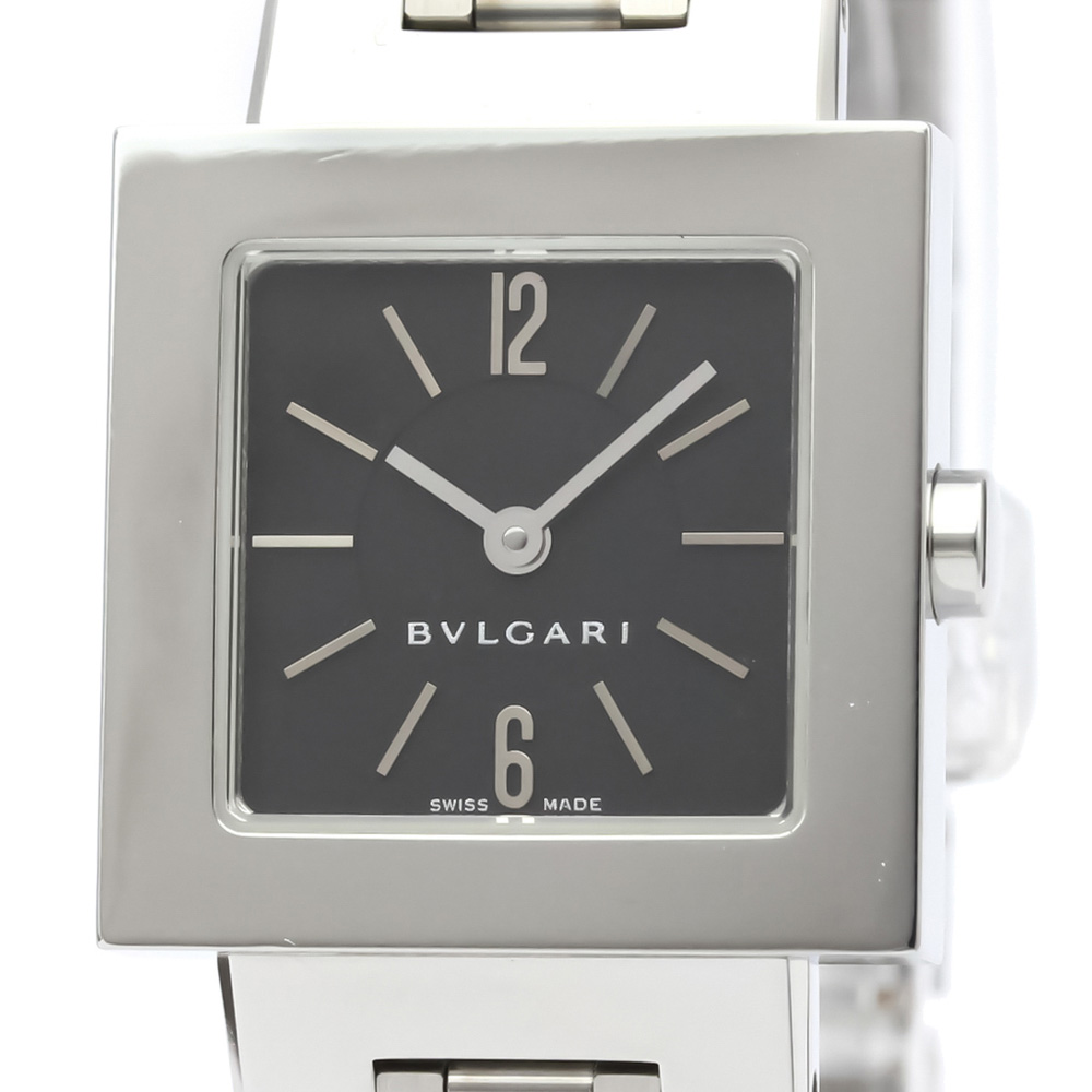 Bvlgari Black Stainless Steel Quadrato SQ22SS Women's Wristwatch 22MM