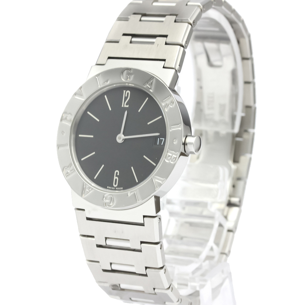 Pre Owned Bvlgari Black Stainless Steel Bvlgari Quartz Bb30Ssd Women's Wristwatch 30 MM