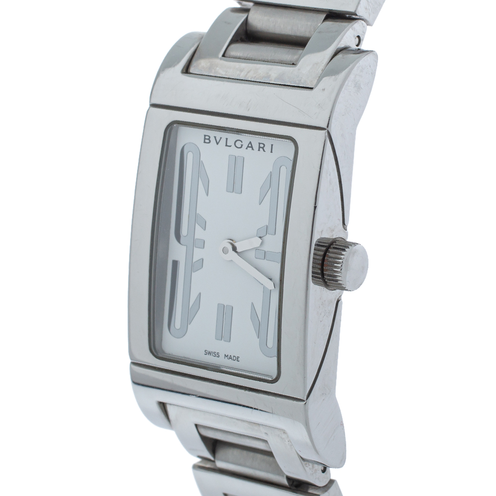 

Bvlgari White Stainless Steel Rettangalo RT 39  Women' Wristwatch 21MM