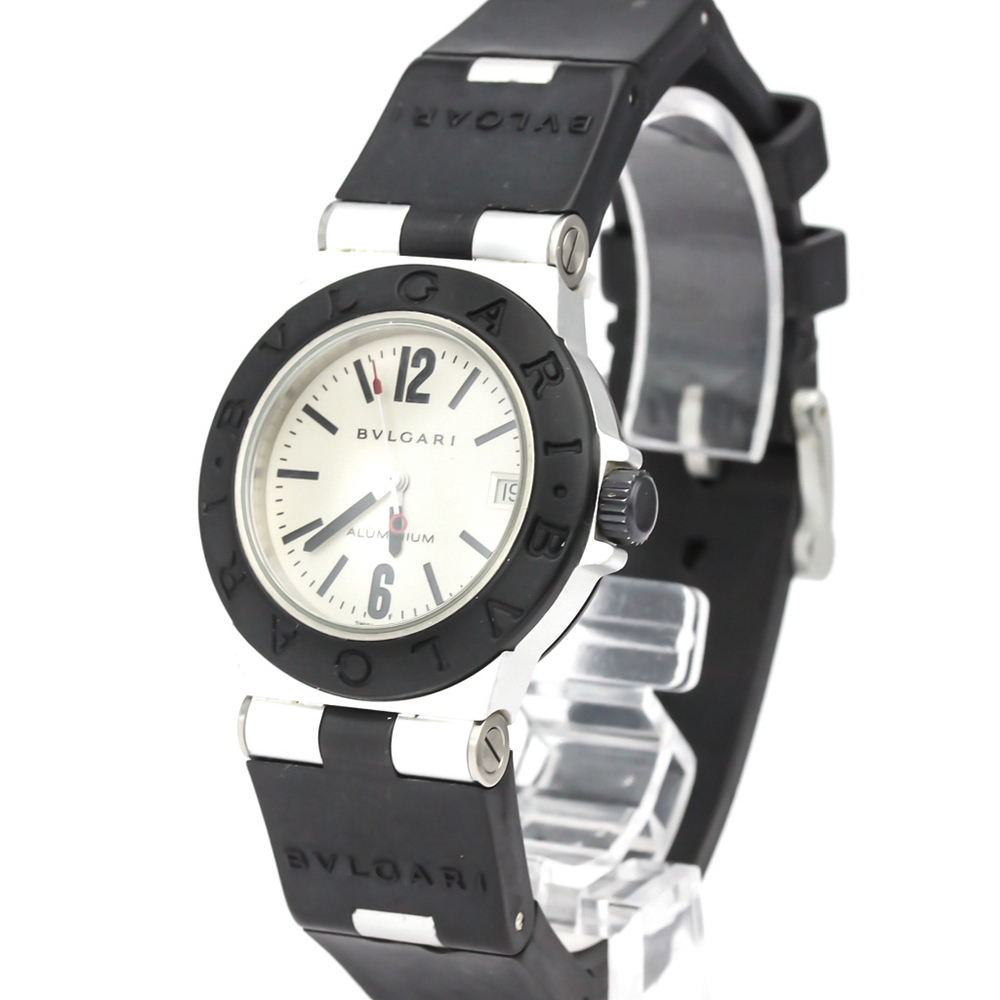 

Bvlgari Silver Aluminum Rubber AL32TA Quartz Women's Wristwatch 32 MM