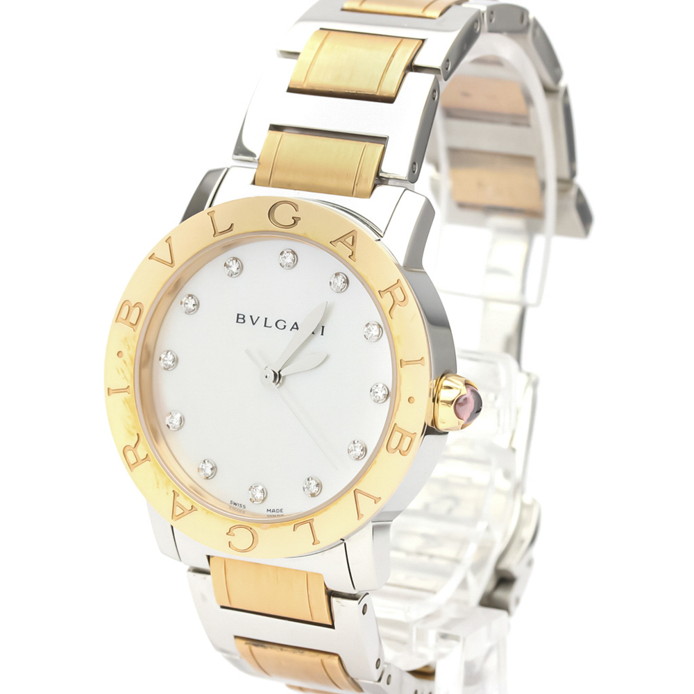 

Bvlgari MOP Diamonds 18k Rose Gold And Stainless Steel Bvlgari BBLP33SG Quartz Women's Wristwatch 33 MM, White
