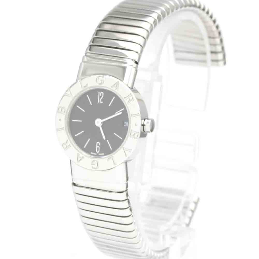 Pre Owned Bvlgari Black Stainless Steel Tubogas BB23 2TS Quartz Women's Wristwatch 23 MM