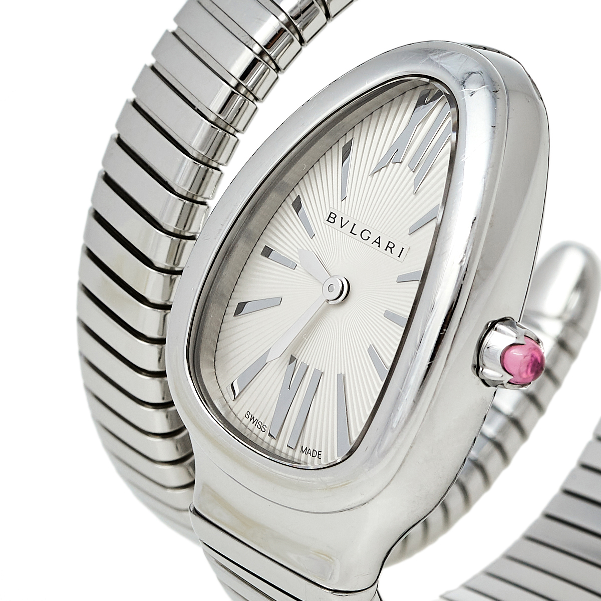 

Bvlgari Silver Guilloché Soleil Stainless Steel Serpenti Tubogas SP 35  Women' Wristwatch 35 mm