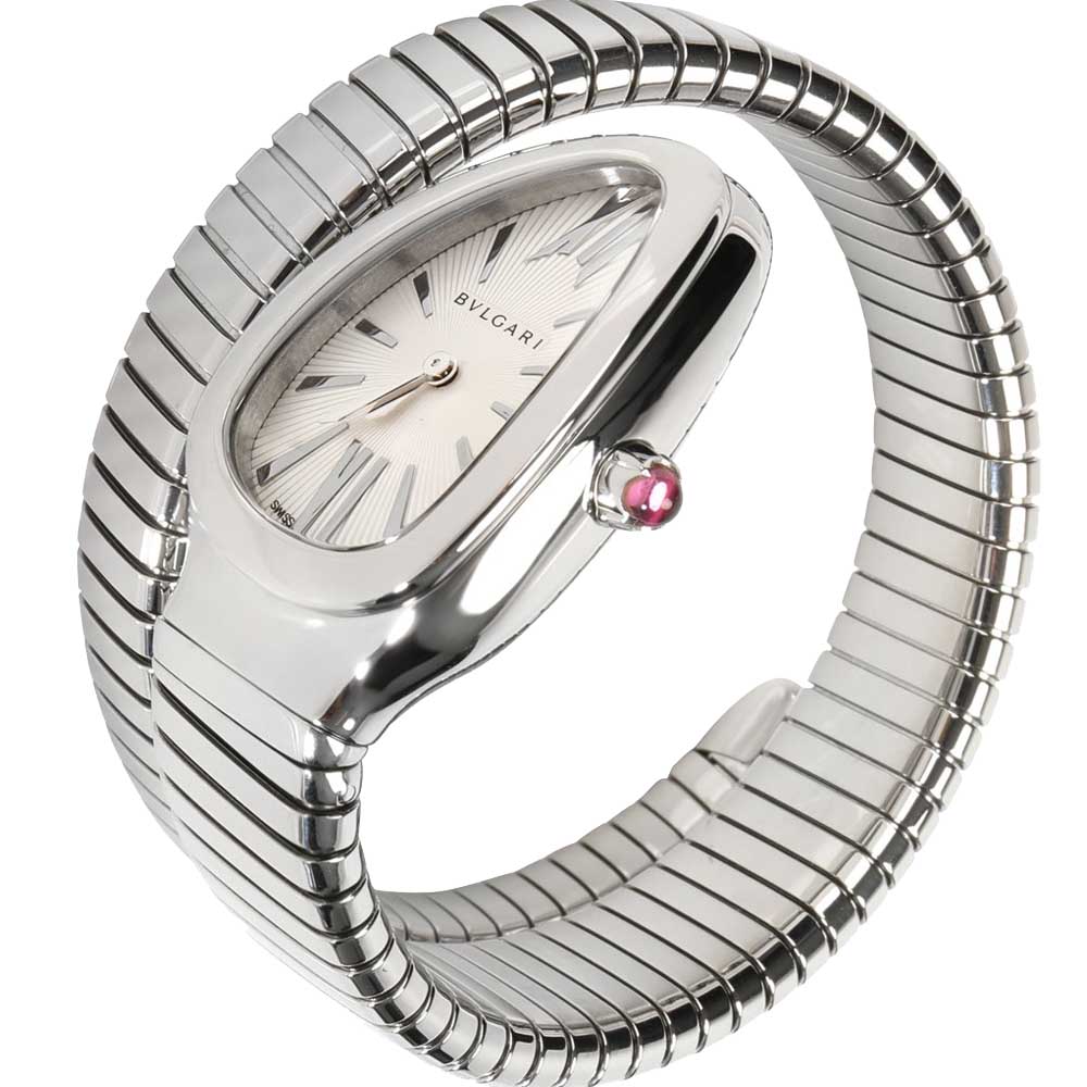 

Bvlgari Silver Stainless Steel Serpenti Tubogas 101817 SP 35 S Women's Wristwatch 23 MM