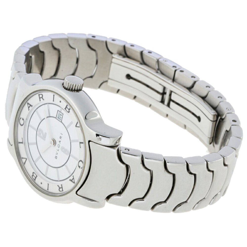 

Bvlgari White Stainless Steel Solo Tempo ST29S Women's Wristwatch 29 MM