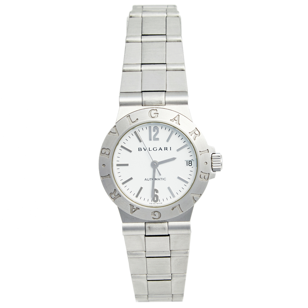 مملوكة مسبقًا Bvlgari White 18K White Gold Diagono Automatic Women's Wristwatch 29 mm