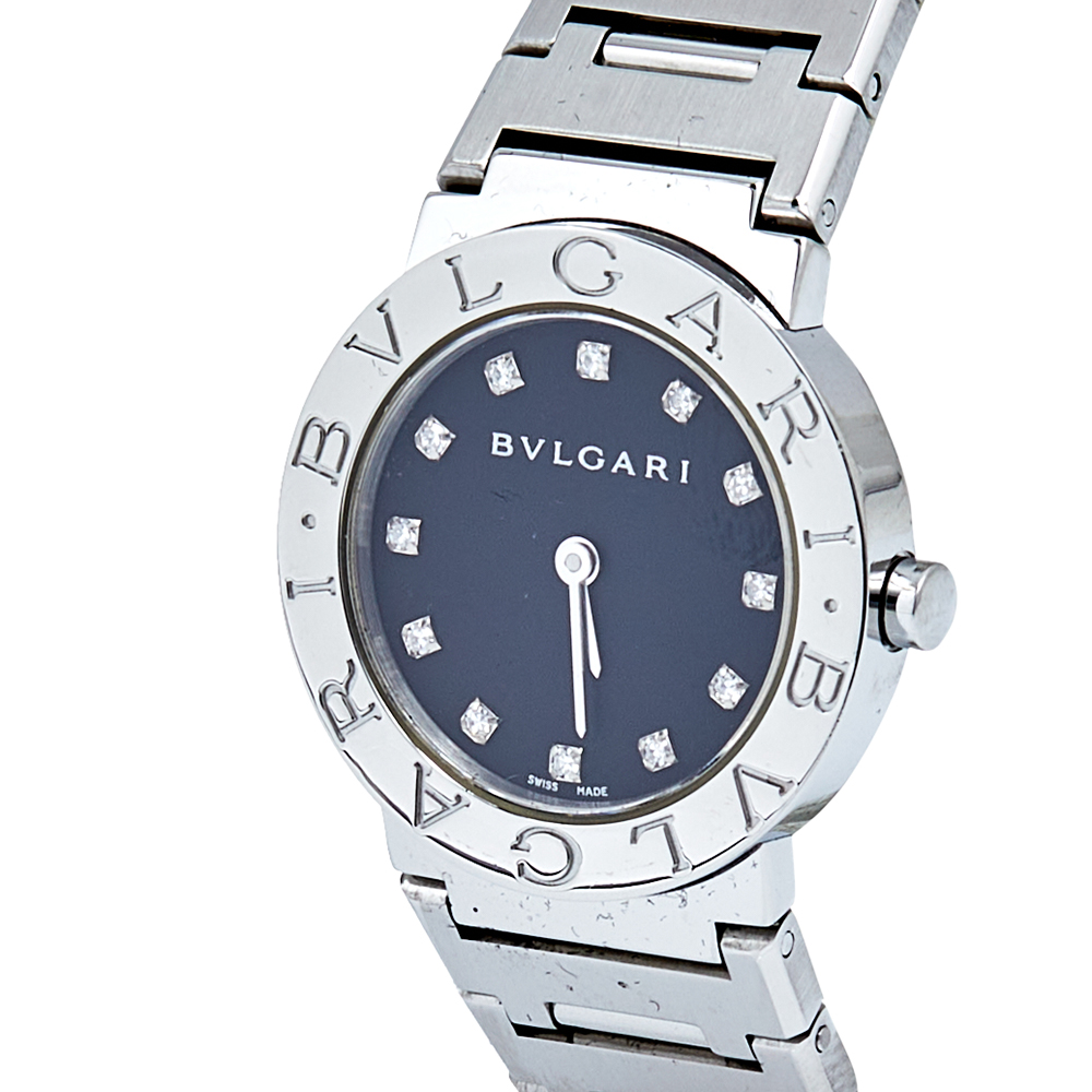 

Bvlgari Black Stainless Steel Diamonds Bvlgari Bvlgari BB26SS Women's Wristwatch, Silver