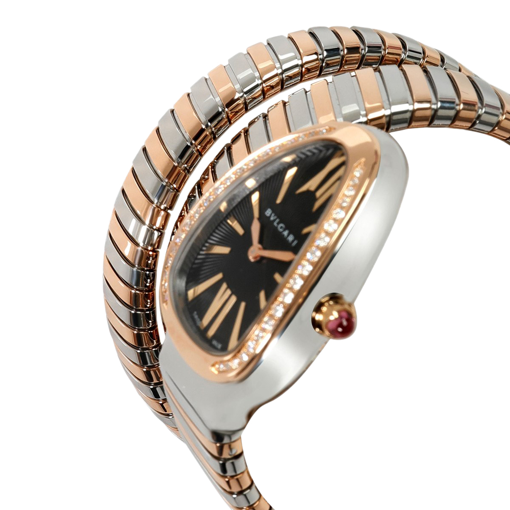 

Bulgari Black 18K Rose Gold Stainless Steel Serpenti 102099 SP 35 SPG Women's Wristwatch