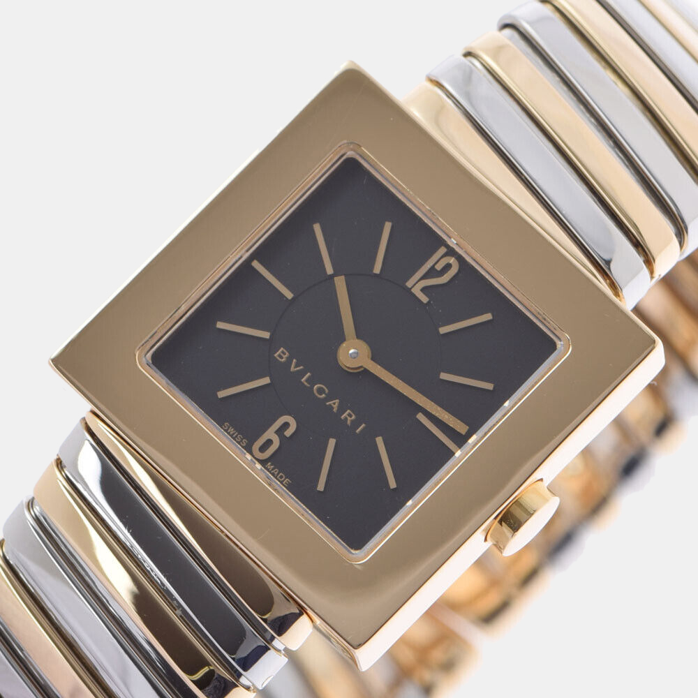 

Bvlgari Black 18k Yellow Gold And Stainless Steel Quadrato Tubogas Quartz Women's Wristwatch 22 mm