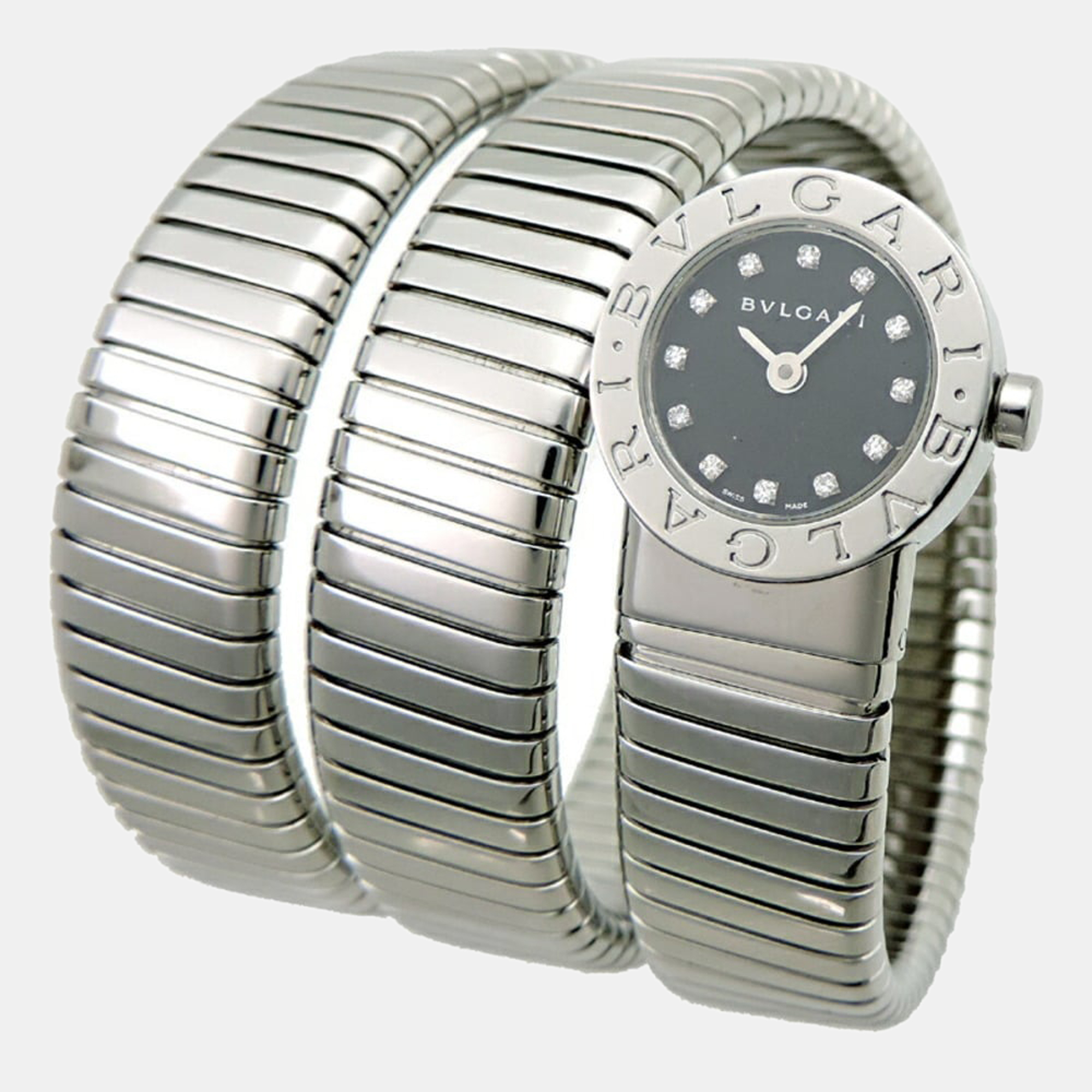 

Bvlgari Black Diamond Stainless Steel Tubogas BB191TS Quartz Women's Wristwatch 19 mm