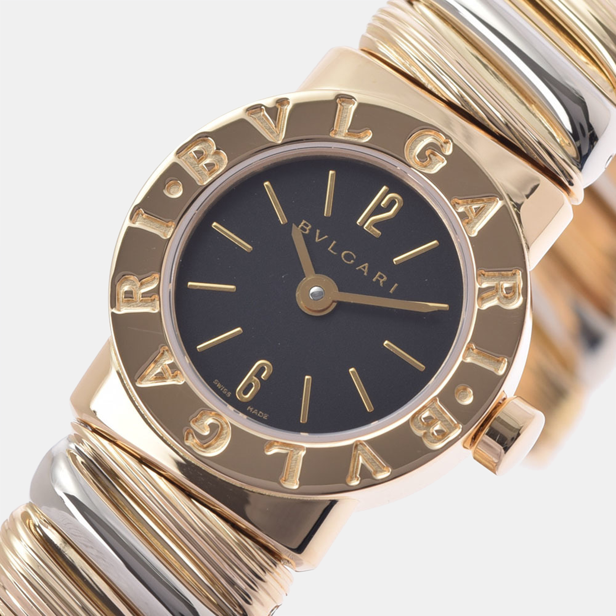 

Bvlgari Black 18K Yellow Gold And Stainless Steel Tubogas Monte Carlo Quartz Women's Wristwatch 19 mm