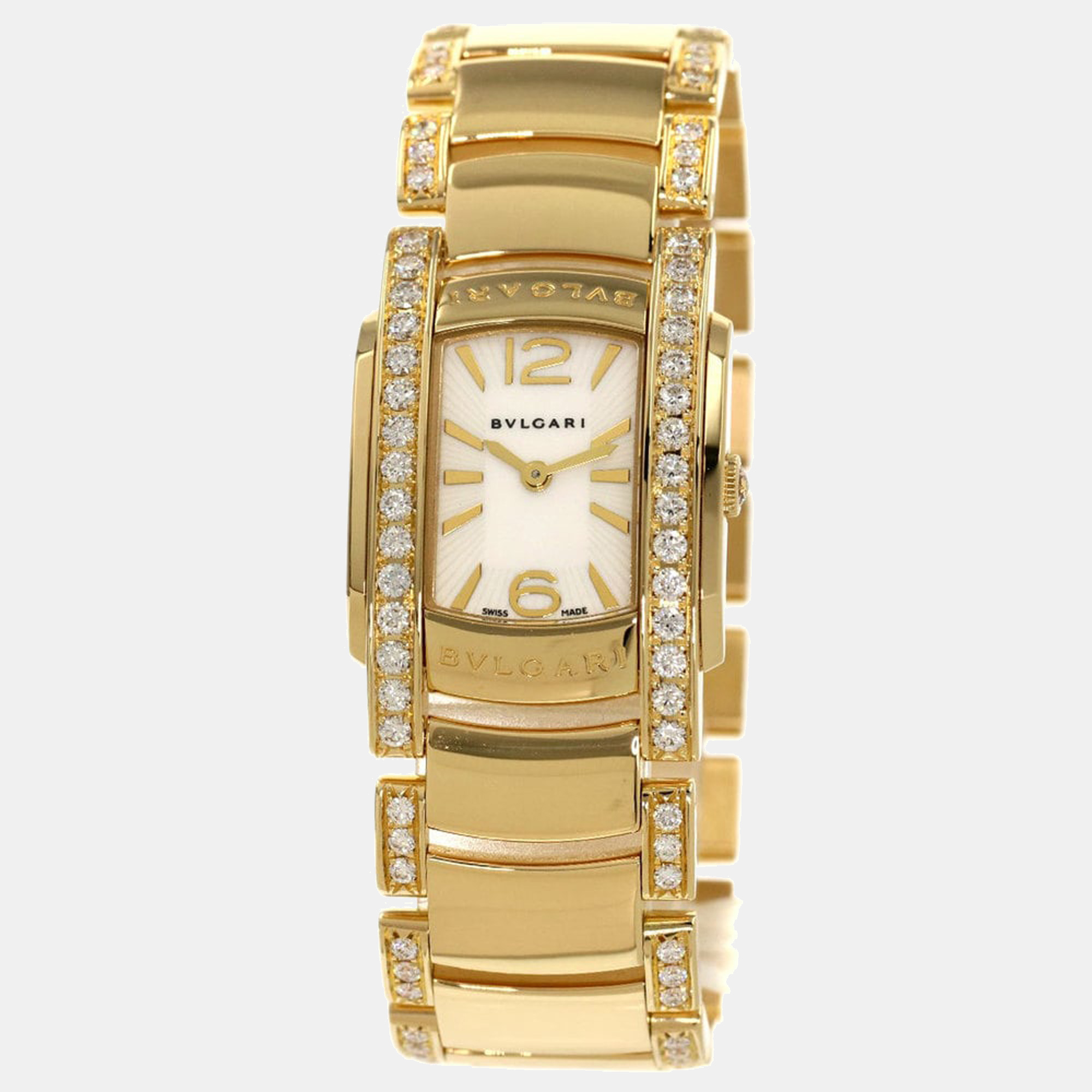 

Bvlgari MOP Diamonds 18K Yellow Gold Assioma AA31G Automatic Women's Wristwatch 22 mm, White