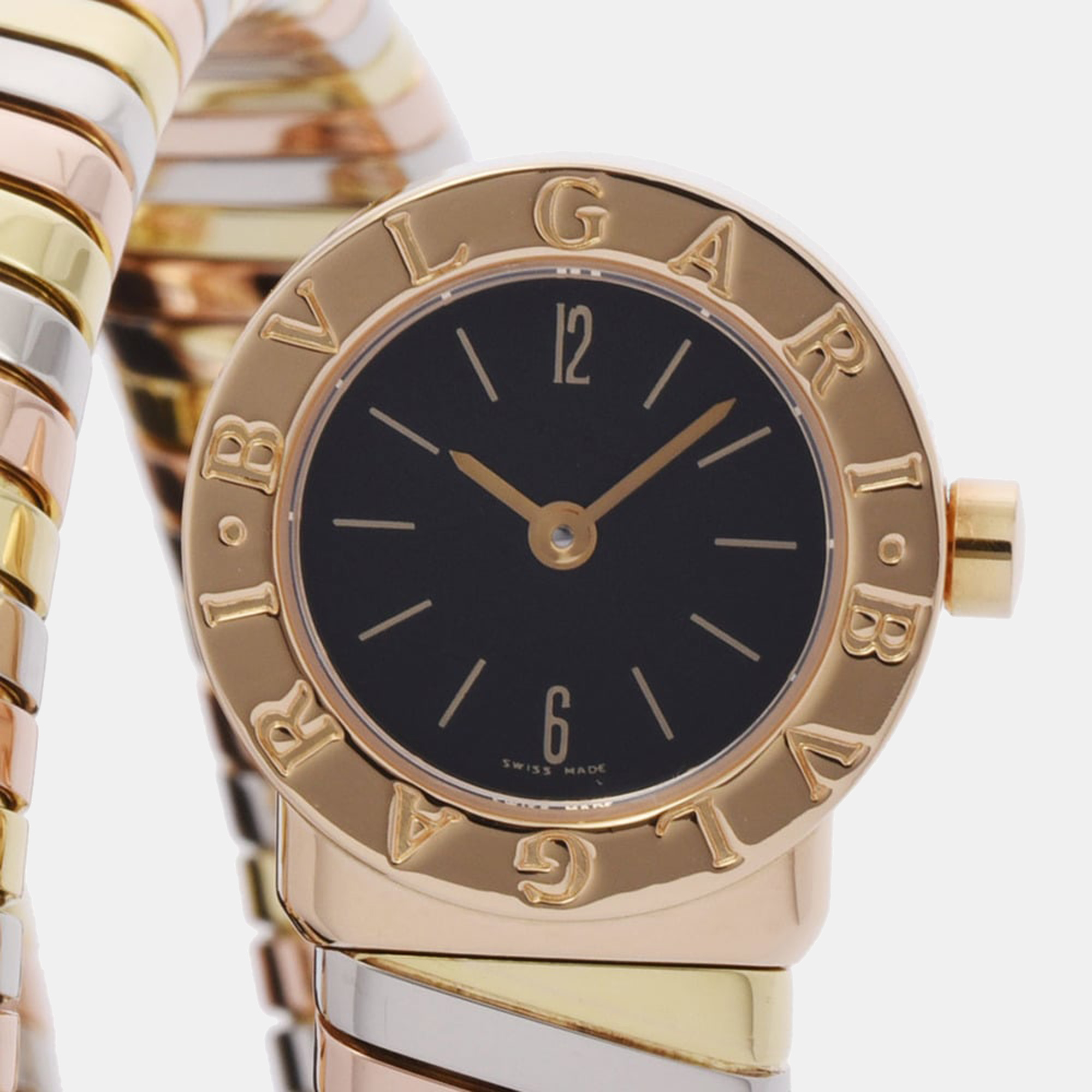 

Bvlgari Black 18K Rose/Yellow Gold And Stainless Steel Serpenti Tubogas BB191T Women's Wristwatch 19 mm