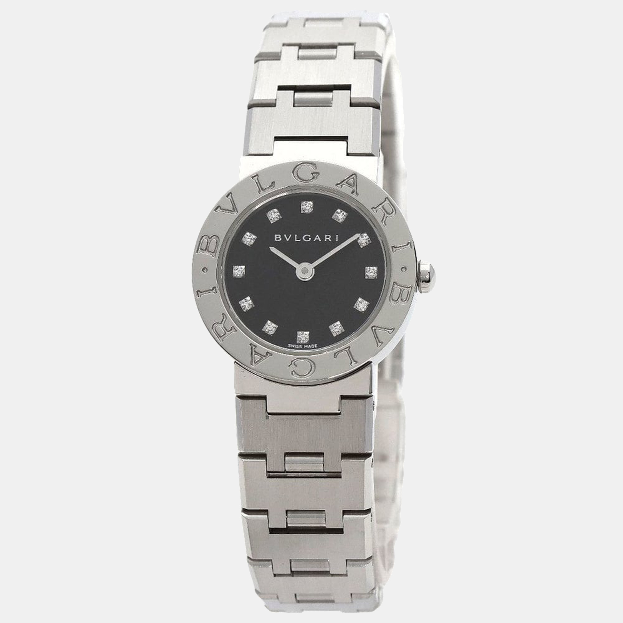 

Bvlgari Black Stainless Steel and Diamond BB23SS Quartz Women's Wristwatch