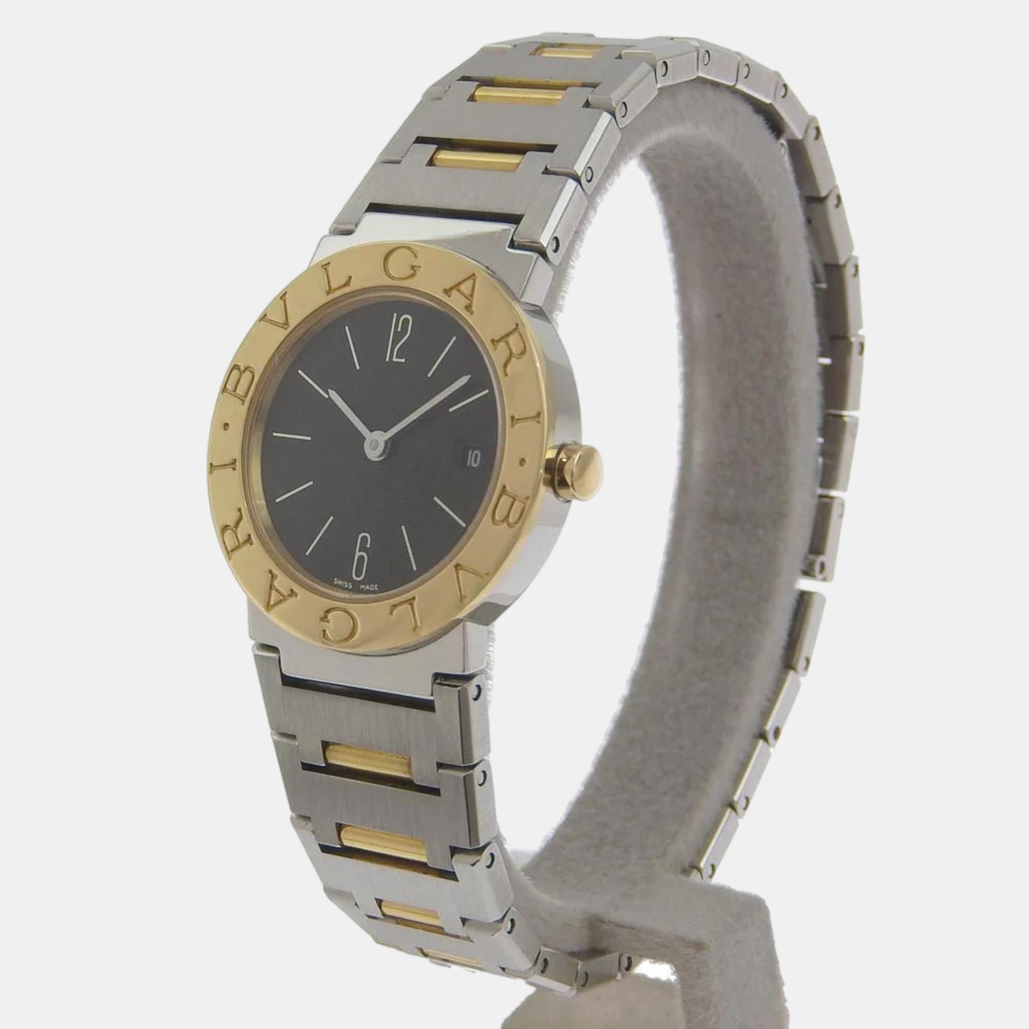 

Bvlgari Black 18K Yellow Gold And Stainless Steel Bvlgari BB26SG Women's Wristwatch 26 mm