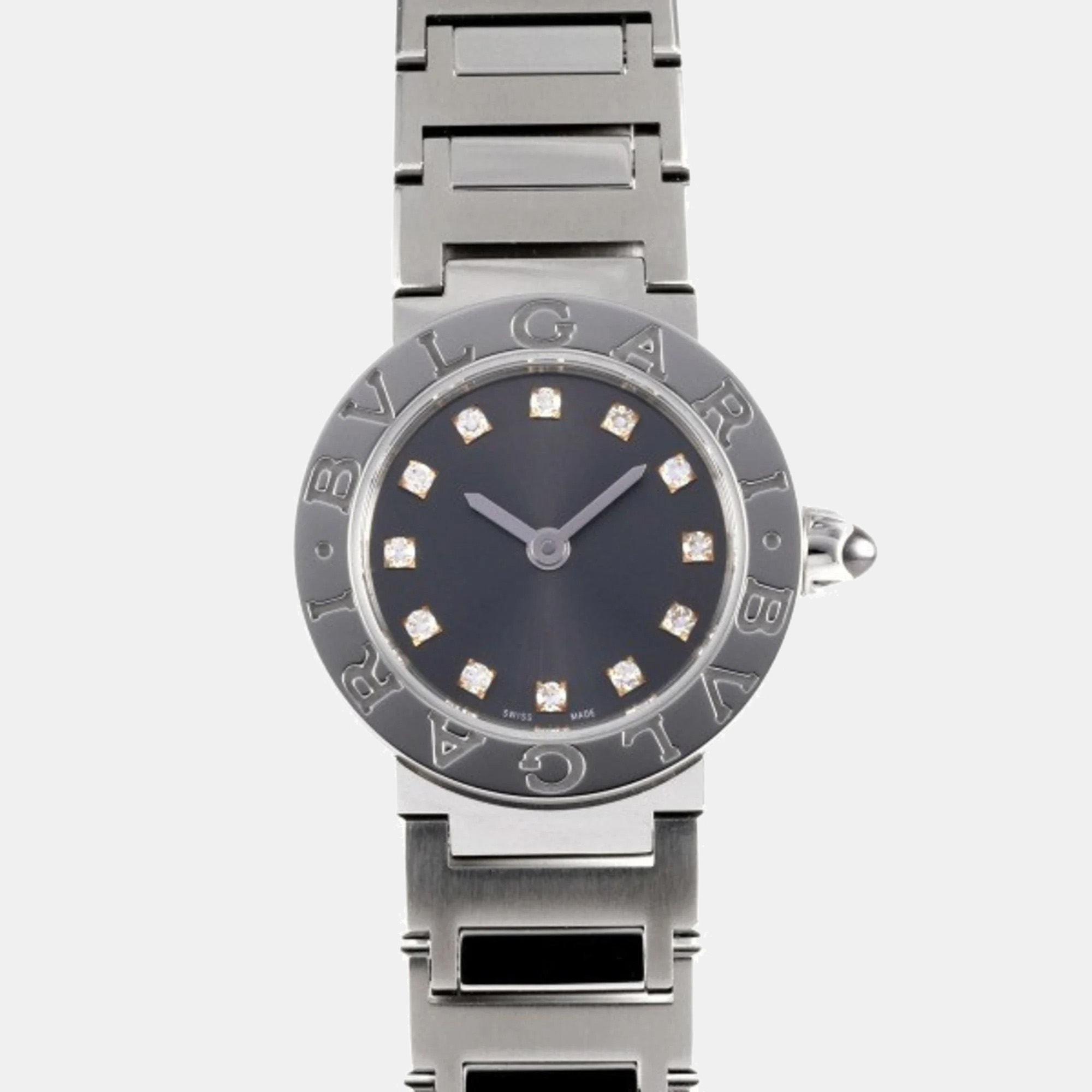 Pre-owned Bvlgari Bbl23c6ss/12 Quartz Women's Wristwatch 23 Mm In Grey