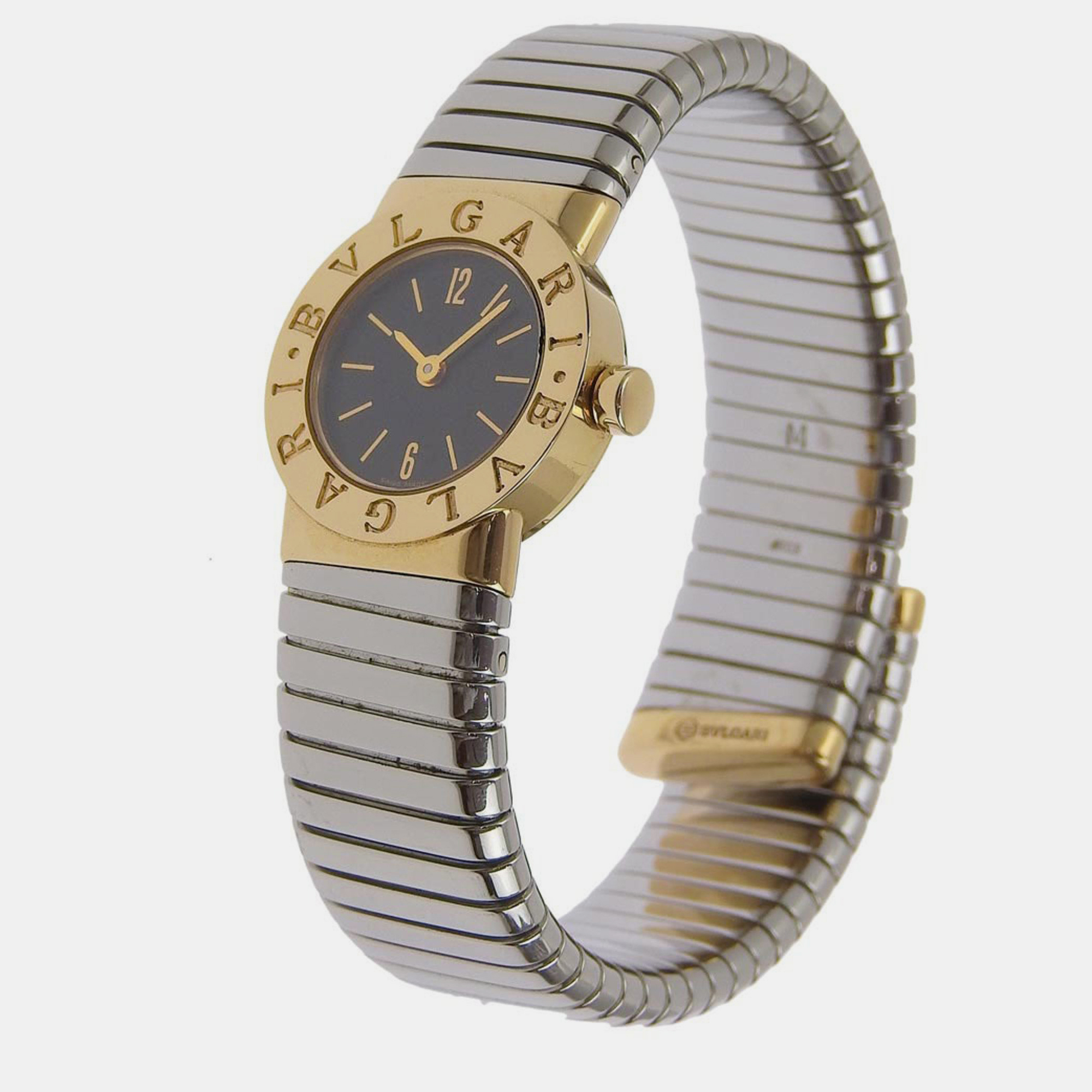 

Bvlgari Black 18k Yellow Gold And Stainless Steel Tubogas BB192T Quartz Women's Wristwatch 19 mm