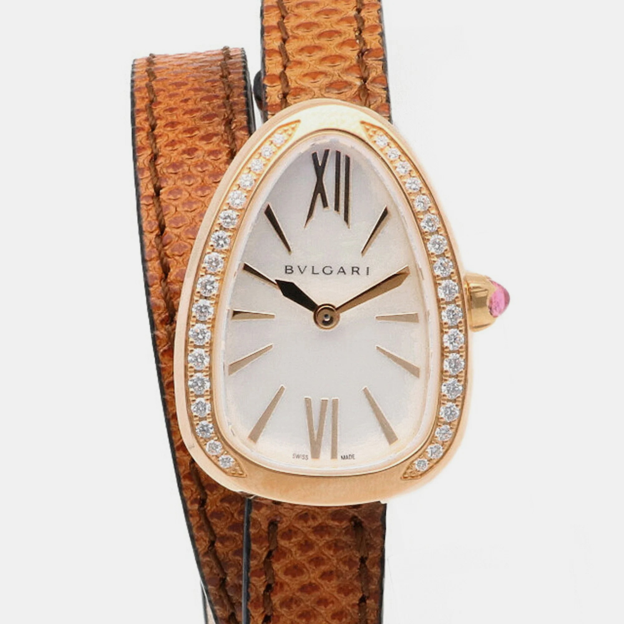 

Bvlgari White Shell 18k Rose Gold Serpenti SPP27WPGDL Quartz Women's Wristwatch 20 mm