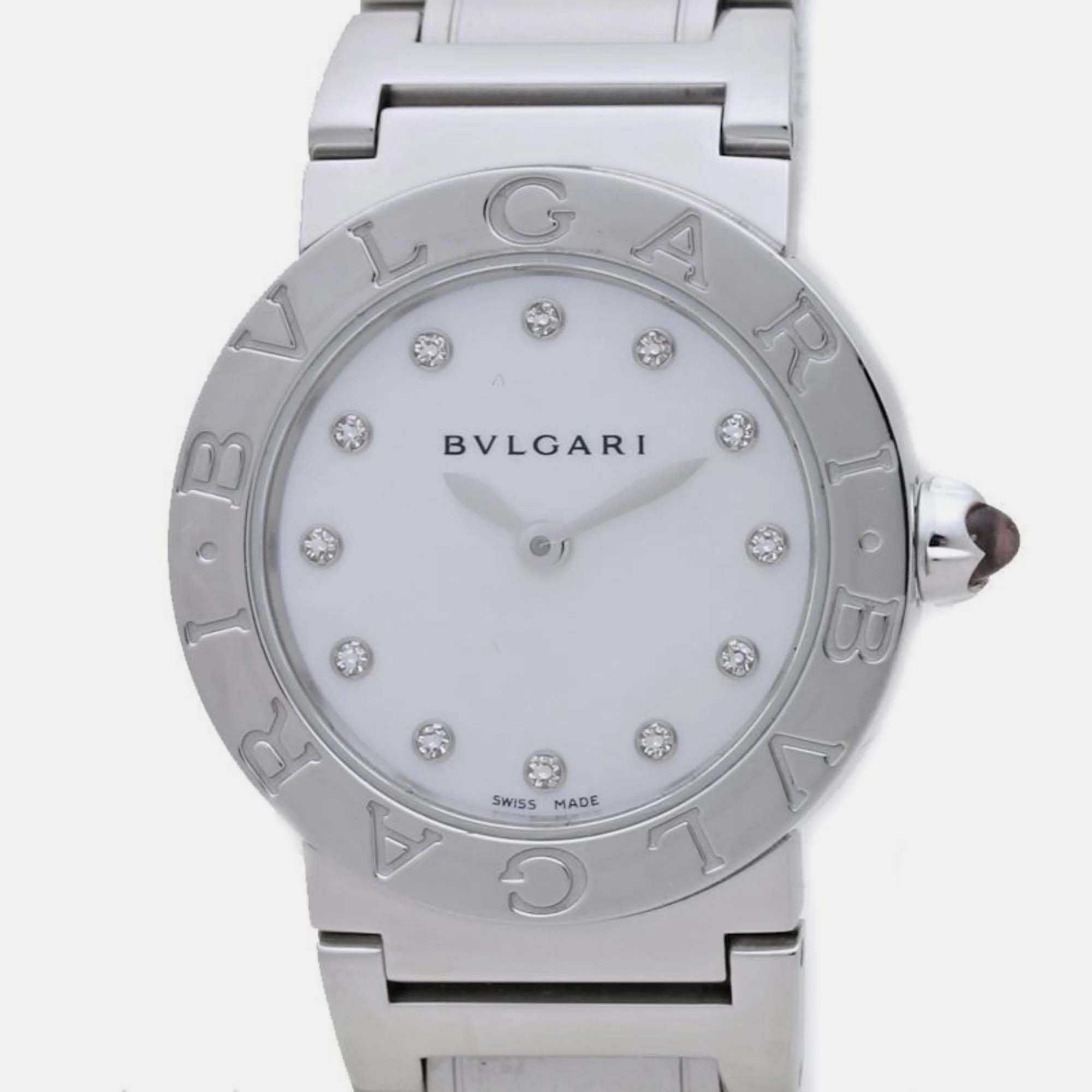 

Bvlgari White Shell Diamond Stainless Steel Bvlgari Bvlgari 101886 Quartz Women's Wristwatch 26 mm