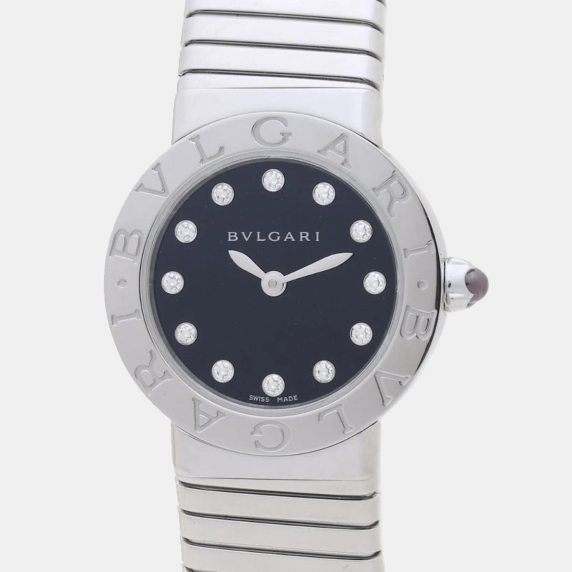 

Bvlgari Black Stainless Steel and Diamond Tubogas 102145 Women's Wristwatch