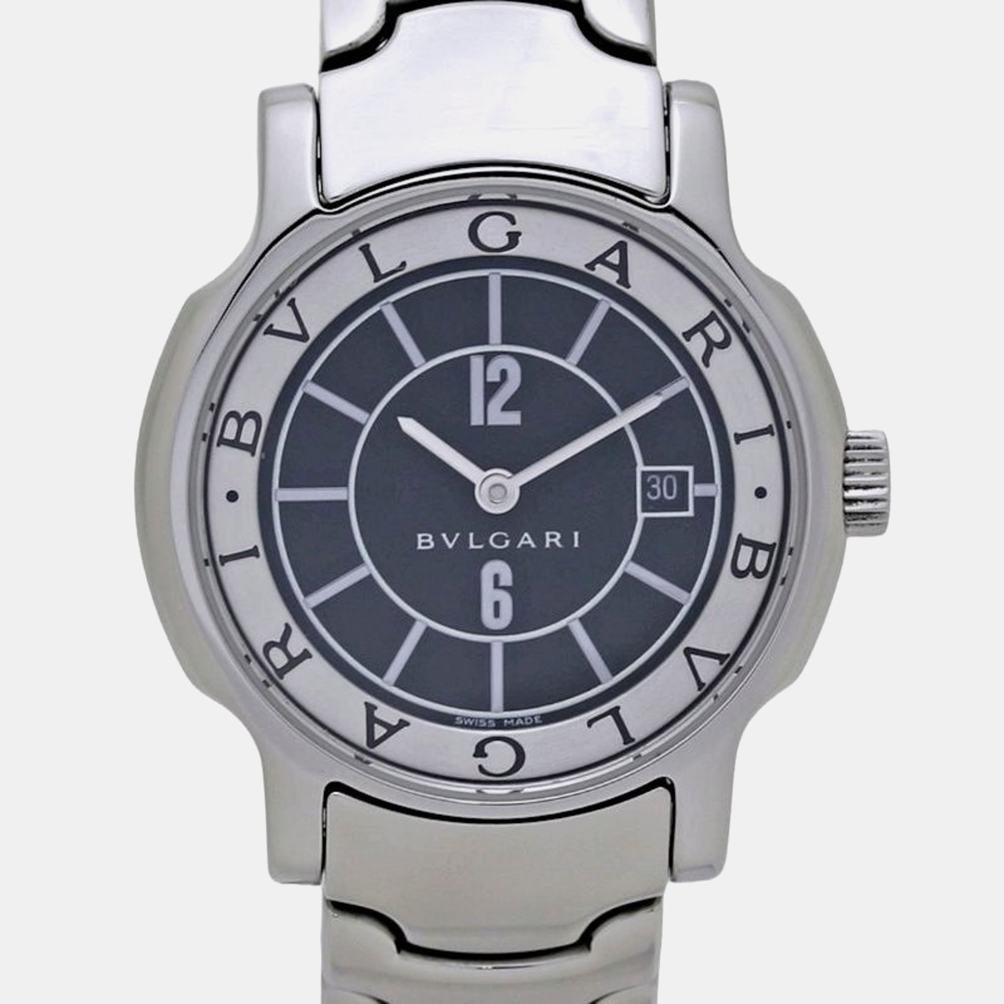 

Bvlgari Black Stainless Steel Solotempo ST29BSSD Quartz Women's Wristwatch 29 mm