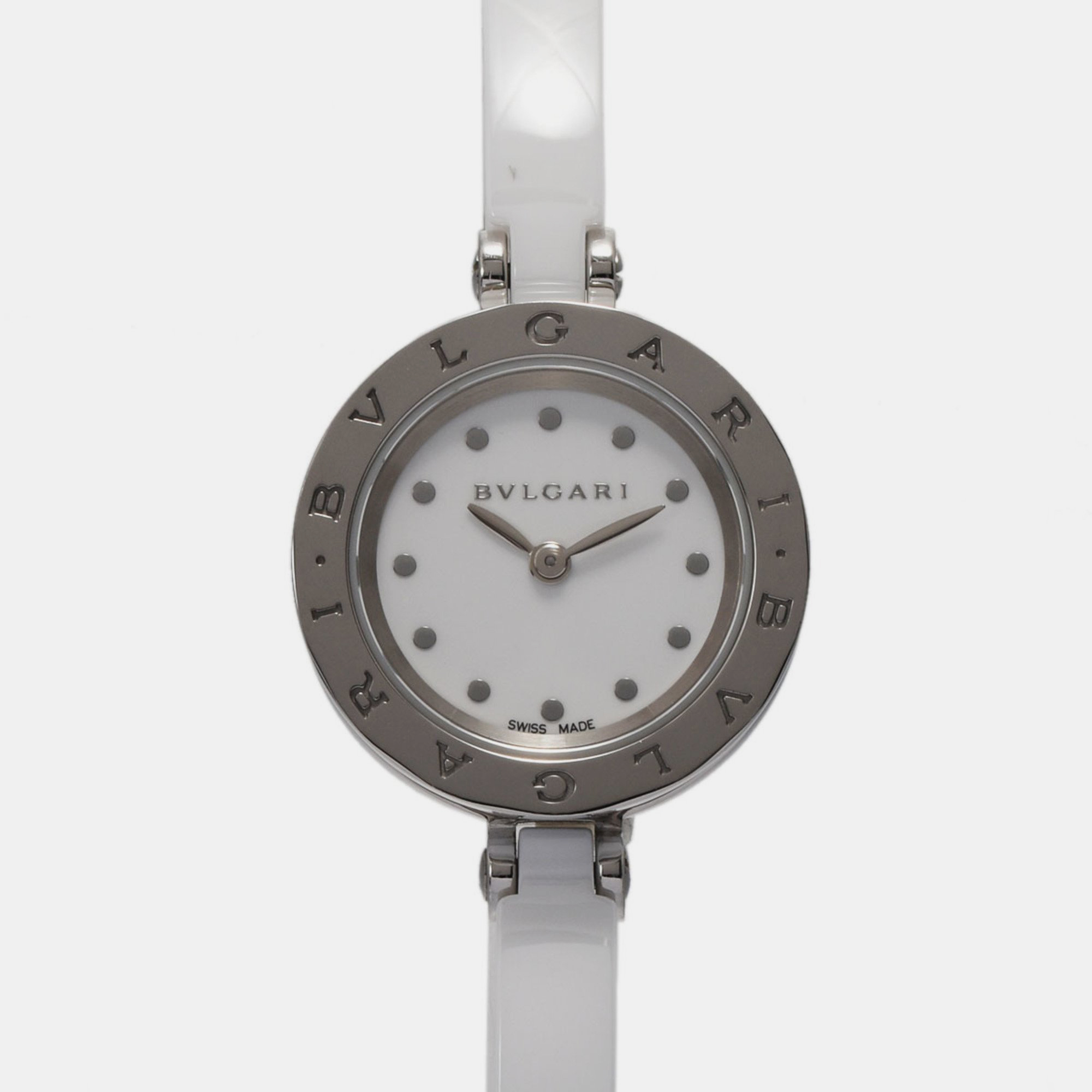 Pre-owned Bvlgari White Stainless Steel Ceramic B.zero1 Bz22s Quartz Women's Wristwatch 22 Mm