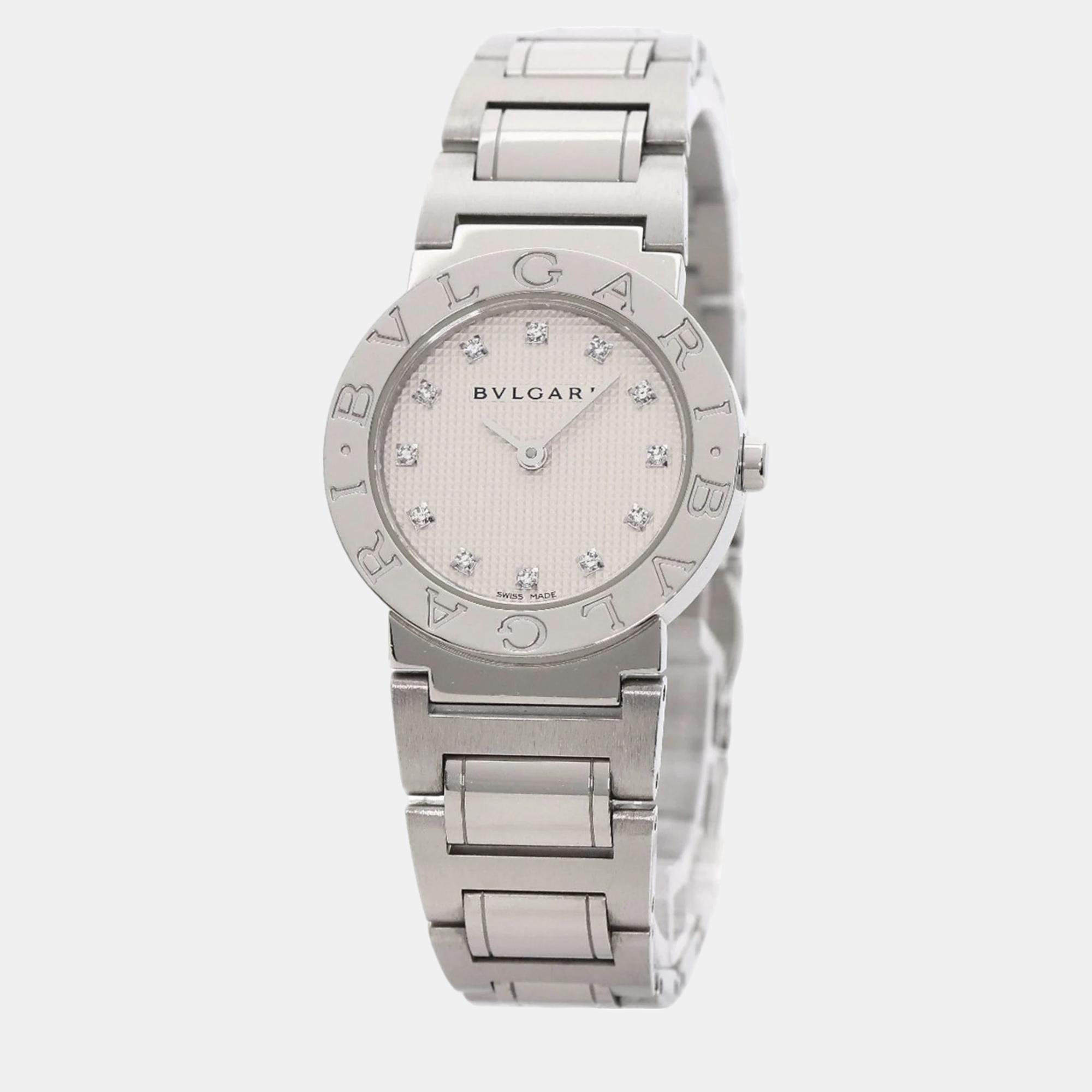 Bvlgari White Diamond Stainless Steel Bvlgari Bvlgari  BB26WSS/12 Quartz Women's Wristwatch 26 mm