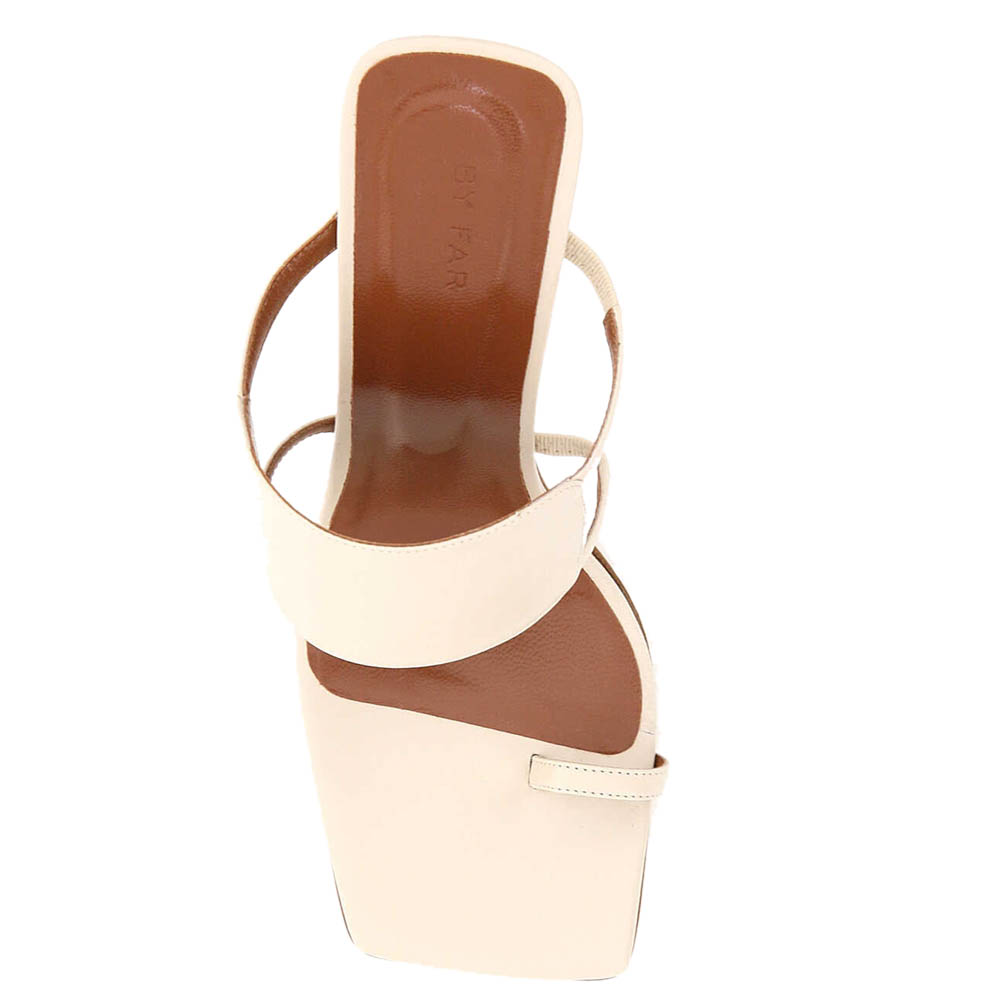 

By Far Ivory Leather Squared-toe Mules Size IT, Beige