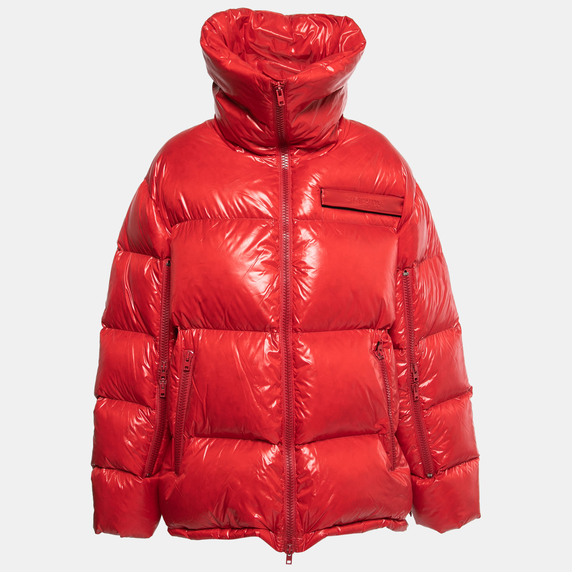 

Calvin Klein Red Down Synthetic Zip Front Puffer Jacket M