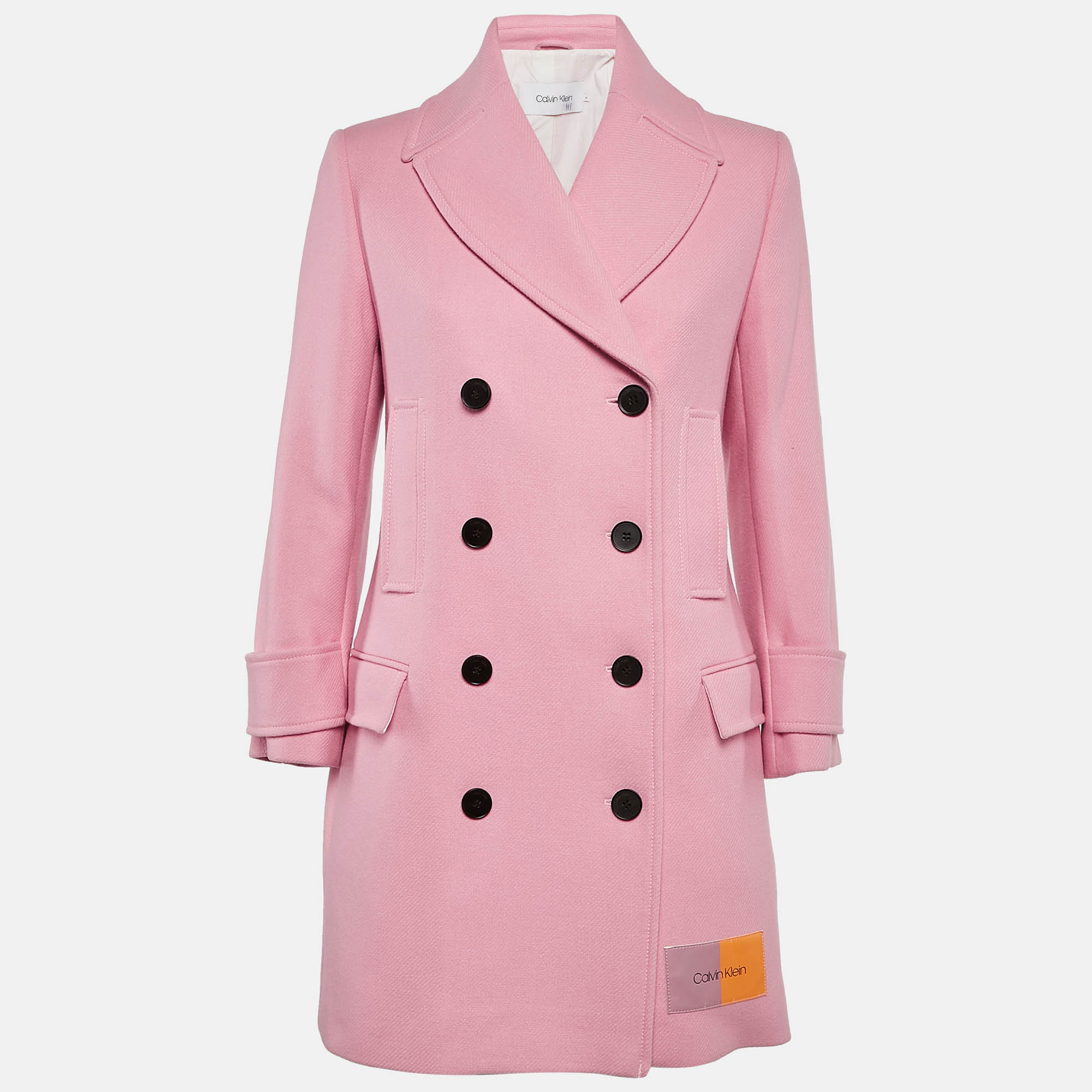 

Calvin Klein Pink Wool Blend Double Breasted Mid-Length Coat S